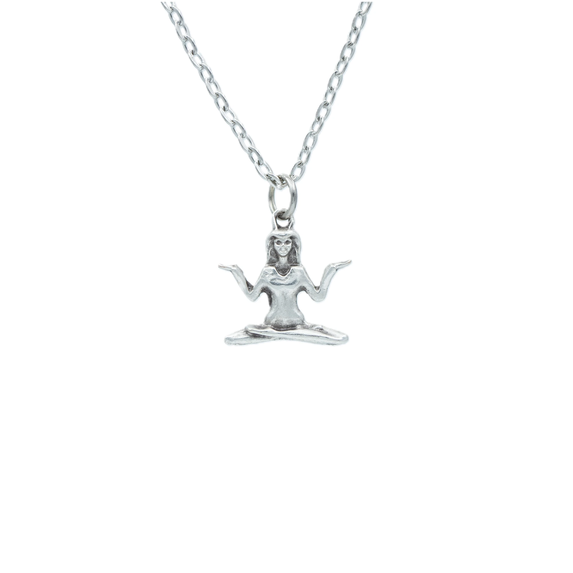 Minimal Yoga Kolye - Gümüş ( Silver ) Renk - 60 cm Düz Ezme Zincir Kolye