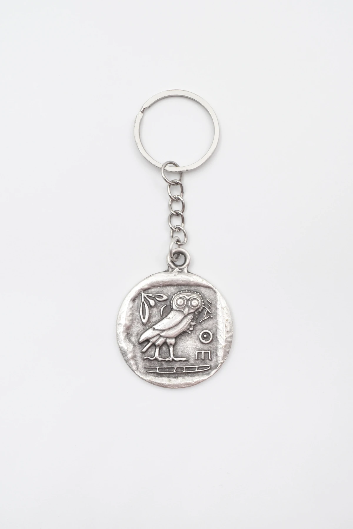 Yunan Mitolojisi Baykuş Anahtarlık - Antik Gümüş Kaplama - Kadın Erkek