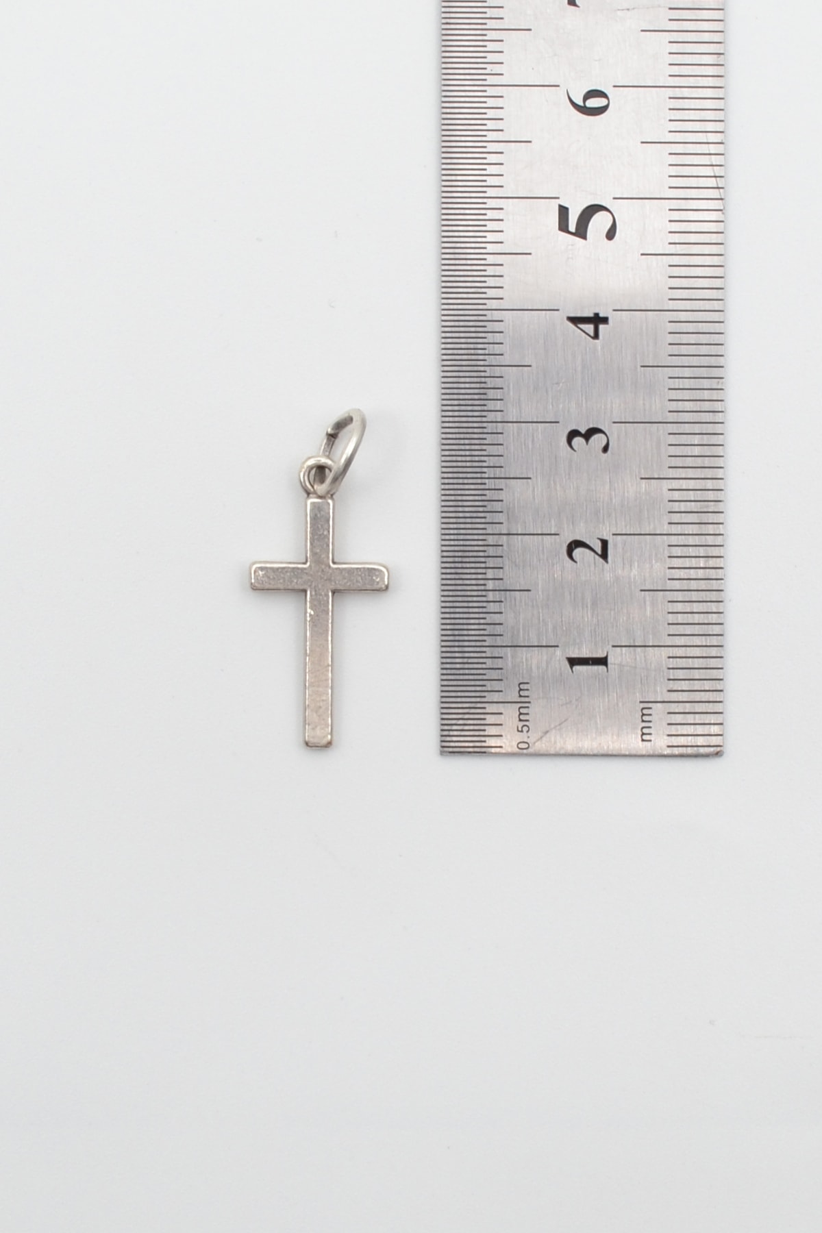 Minimalist Haç Kolye - Gümüş ( Silver ) Renk - 60 cm Örme Zincir Kolye