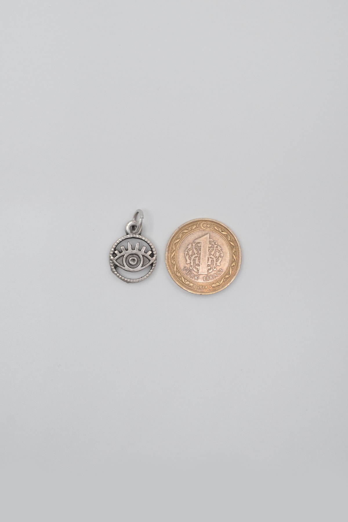 Minimalist Göz - Nazar Kolye Ucu - Gümüş ( Silver ) Renk