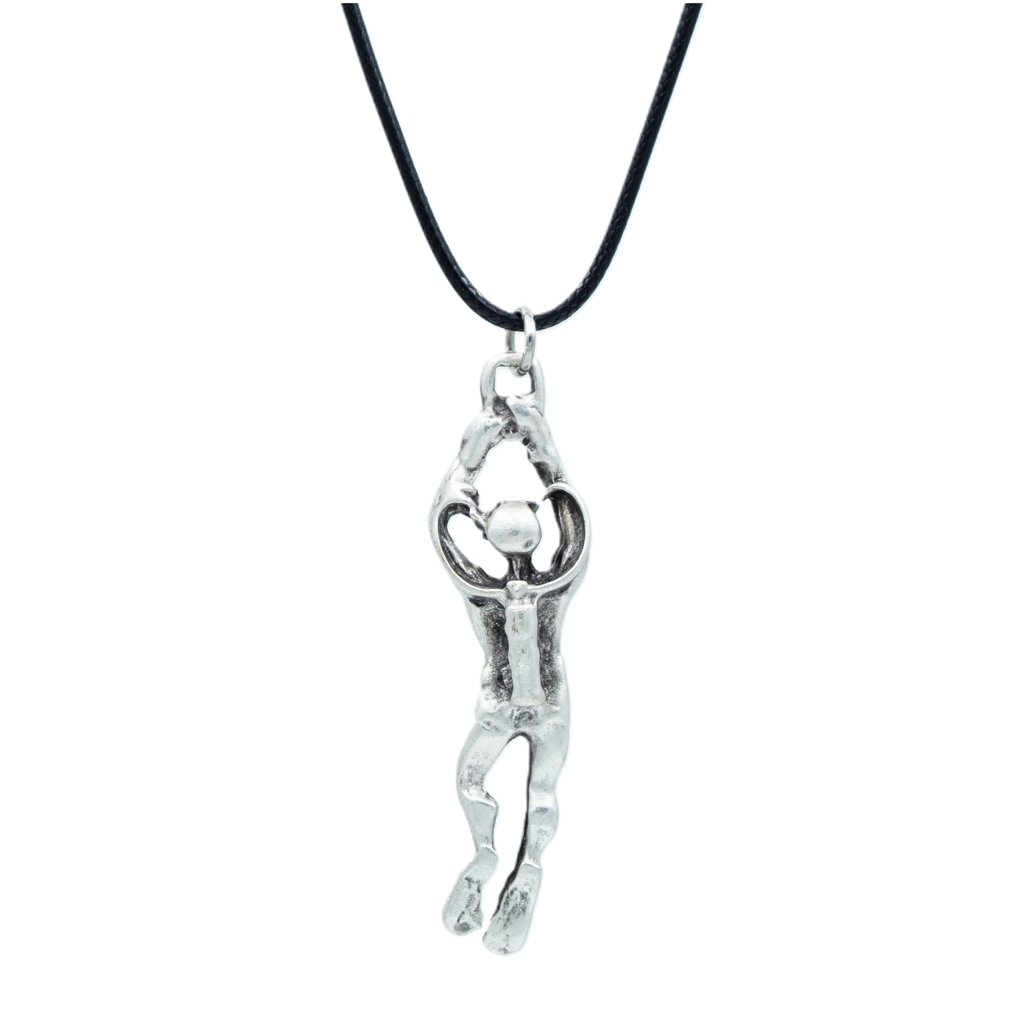 Dalgıç Kolye - Gümüş ( Silver ) Renk - 60 cm Deri İp Kolye