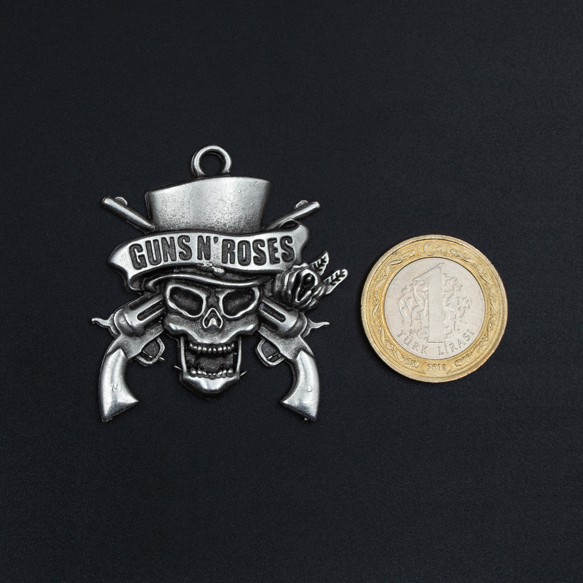 Guns'n Roses Kolye - Gümüş ( Silver ) Renk - 60 cm Düz Ezme Zincir Kolye