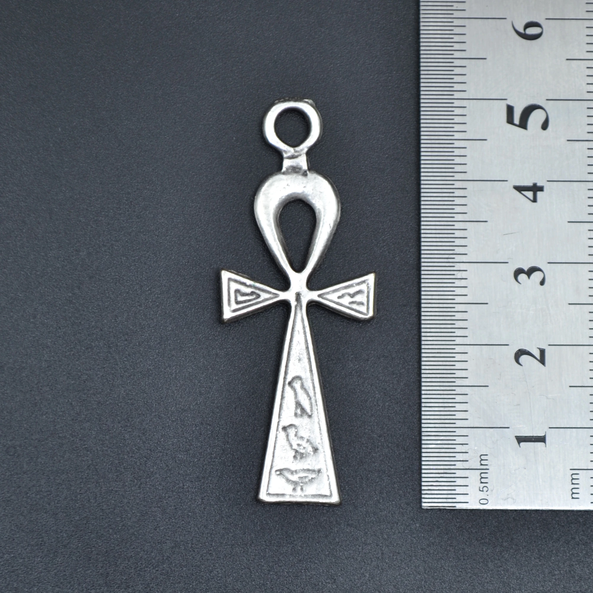 Ankh Sembolü - Nil'in Anahtarı Kolye - Gümüş ( Silver ) Renk - 60 cm Düz Ezme Zincir Kolye
