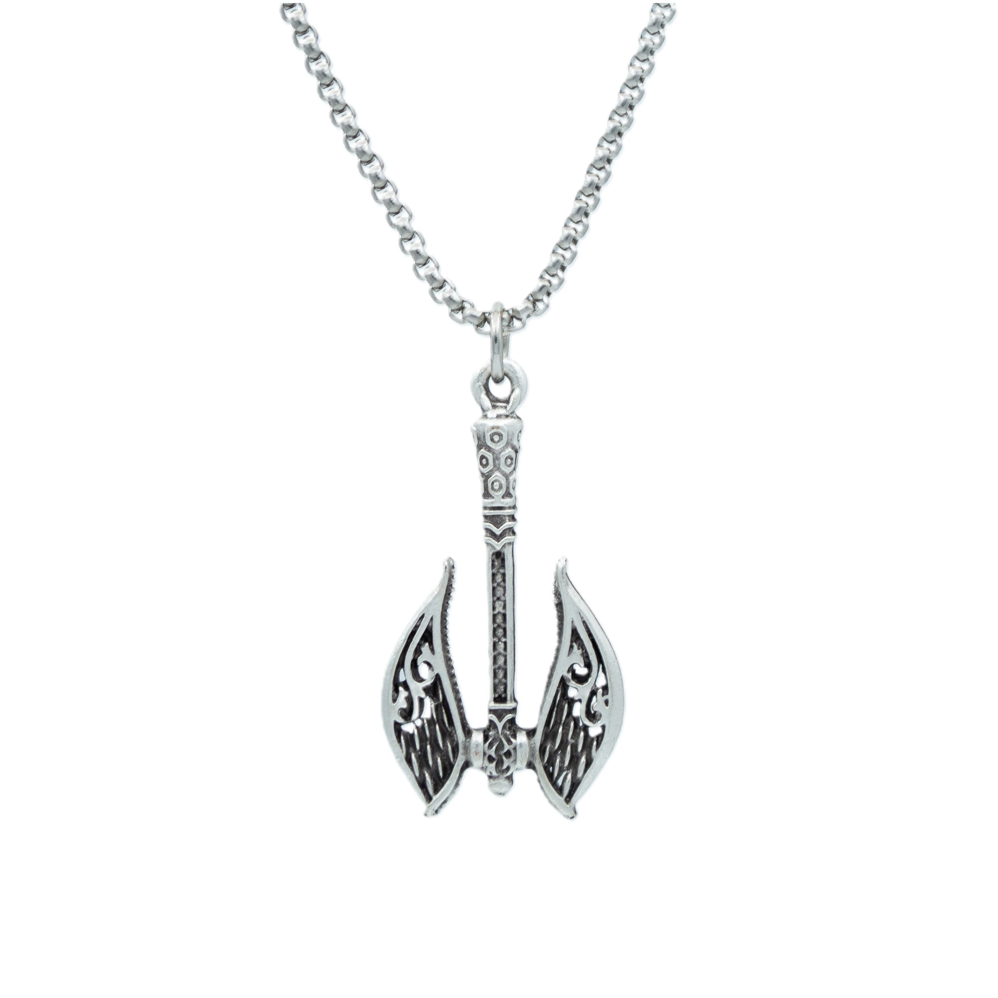 Axe - Balta Kolye - Gümüş ( Silver ) Renk - 60 cm Örme Zincir Kolye