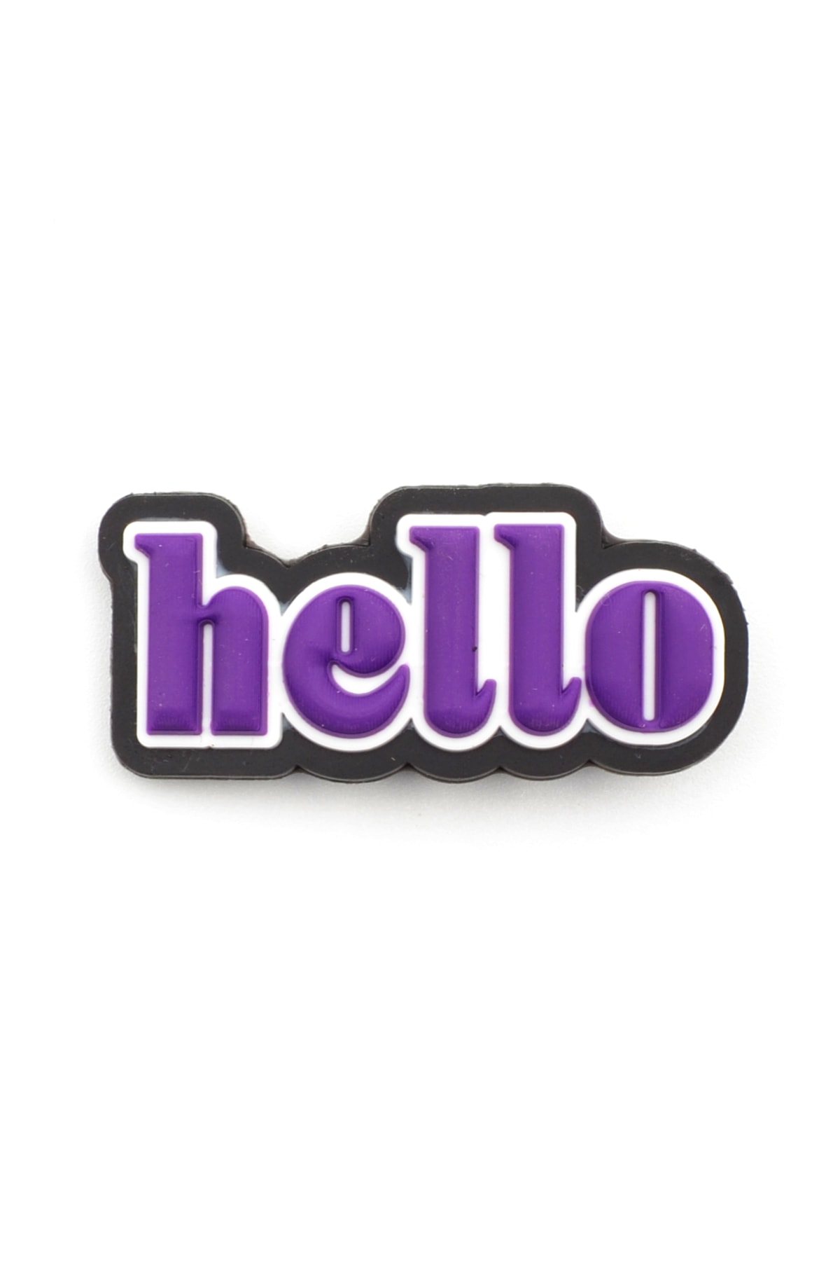 Hello Yazılı Mor Terlik Süsü - Şık 3D Terlik Süsü Figürü