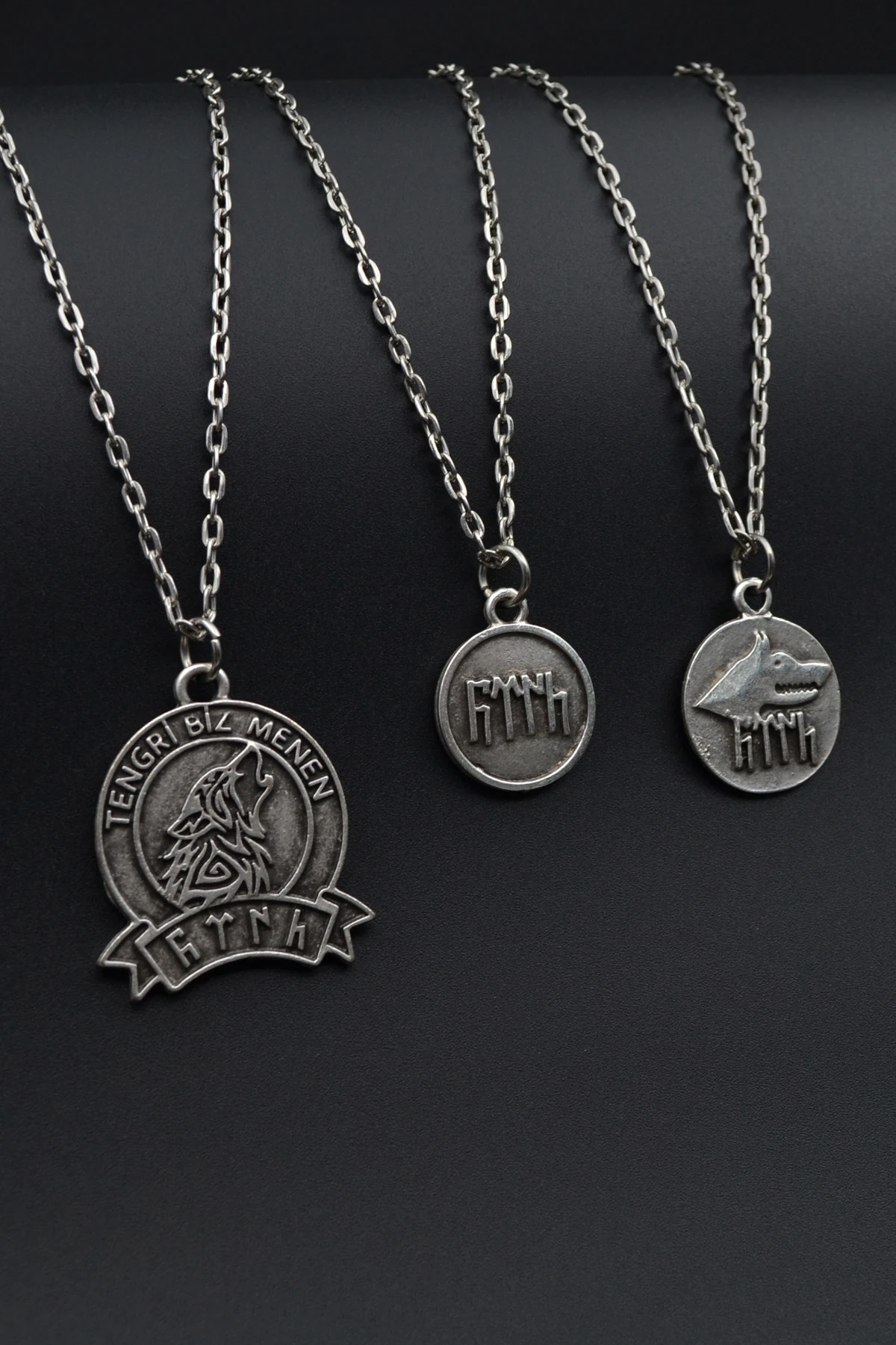 3'lü TenGri Biz Menen - Göktürkçe Türk Erkek Kadın Kolye Seti