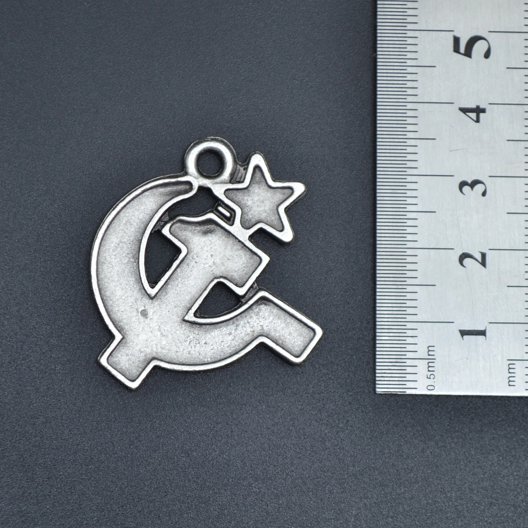 Orak ve Çekiç Kolye - Gümüş ( Silver ) Renk - 60 cm Düz Ezme Zincir Kolye