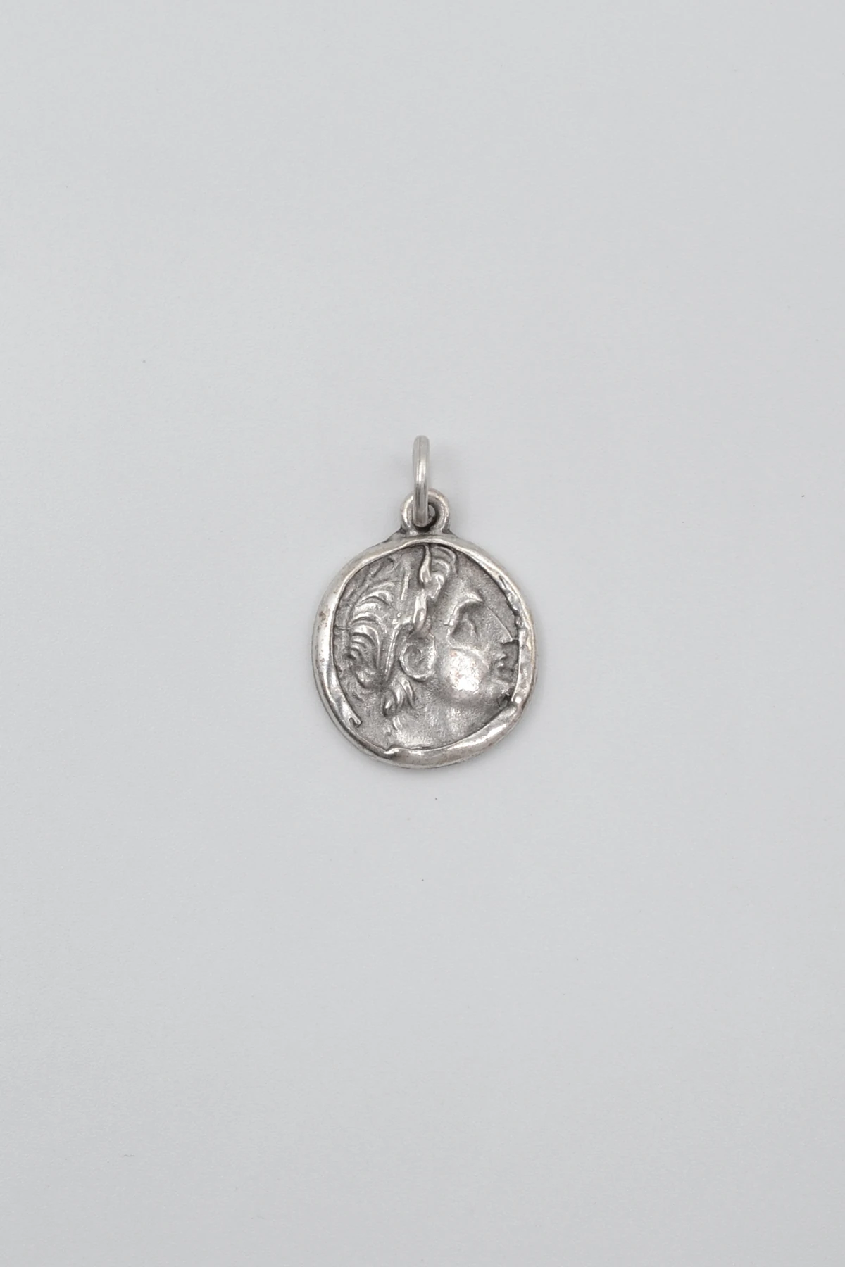 Yunan Antik Makedonya Kralı Büyük İskender Siyah Deri İp Kolye - Antik Gümüş Kaplama - Kadın Erkek - 60 cm