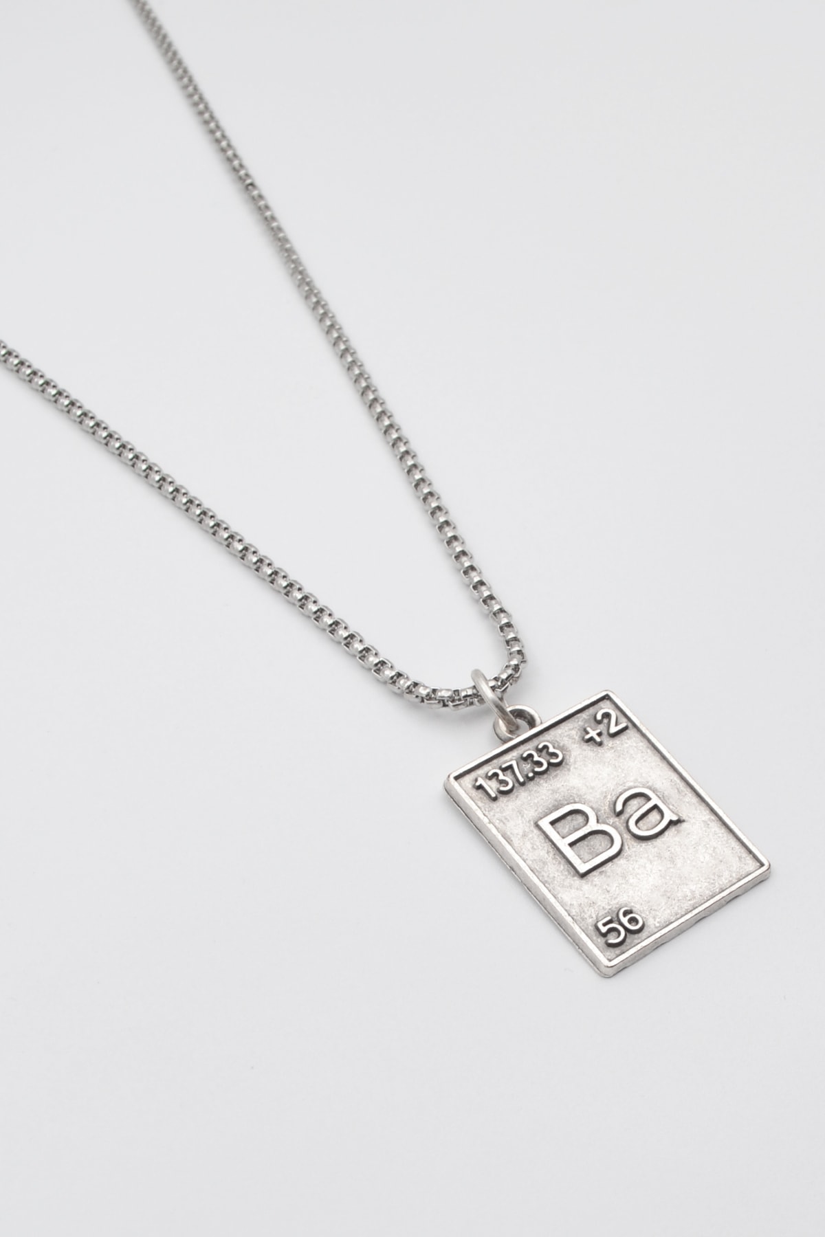 Breaking Bad Ba (Baryum) Element Kolye - Gümüş ( Silver ) Renk - 60 cm Örme Zincir Kolye