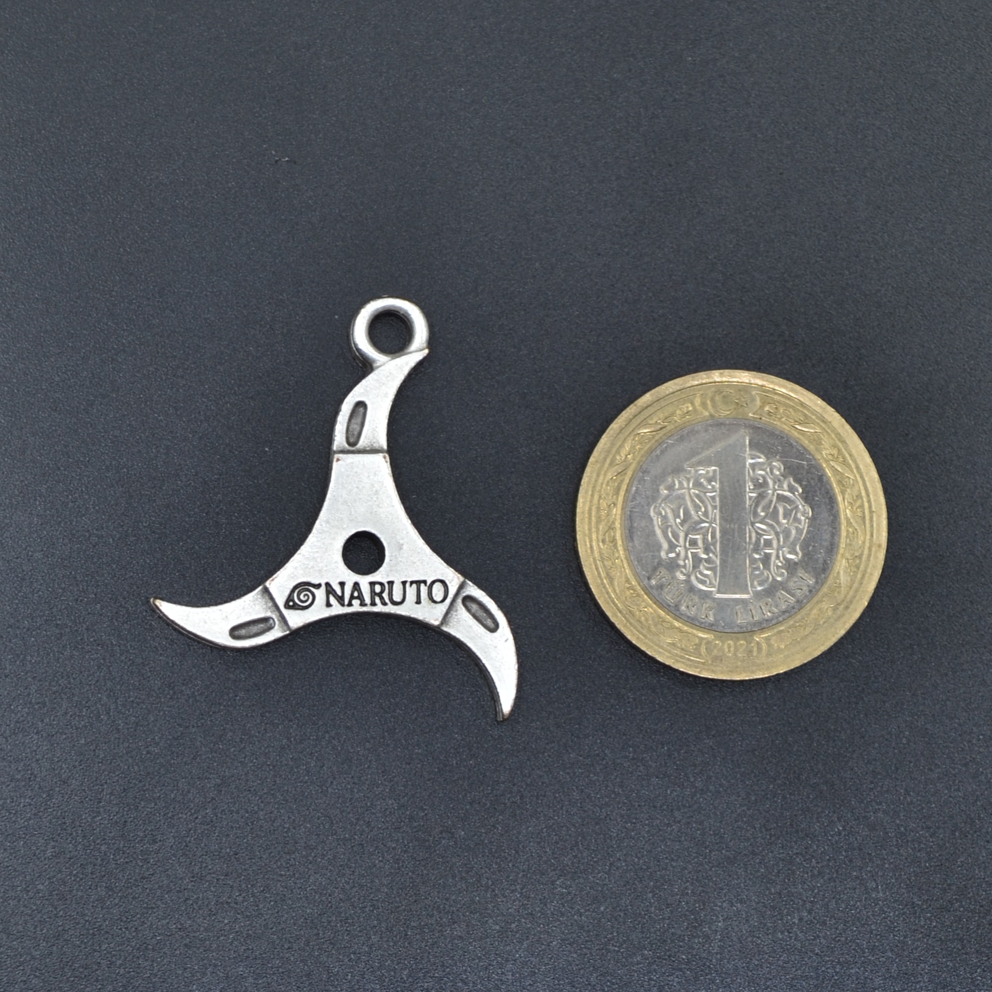 Naruto Anime Shuriken Konoha - Ninja Yıldızı Kolye Ucu - Gümüş ( Silver ) Renk