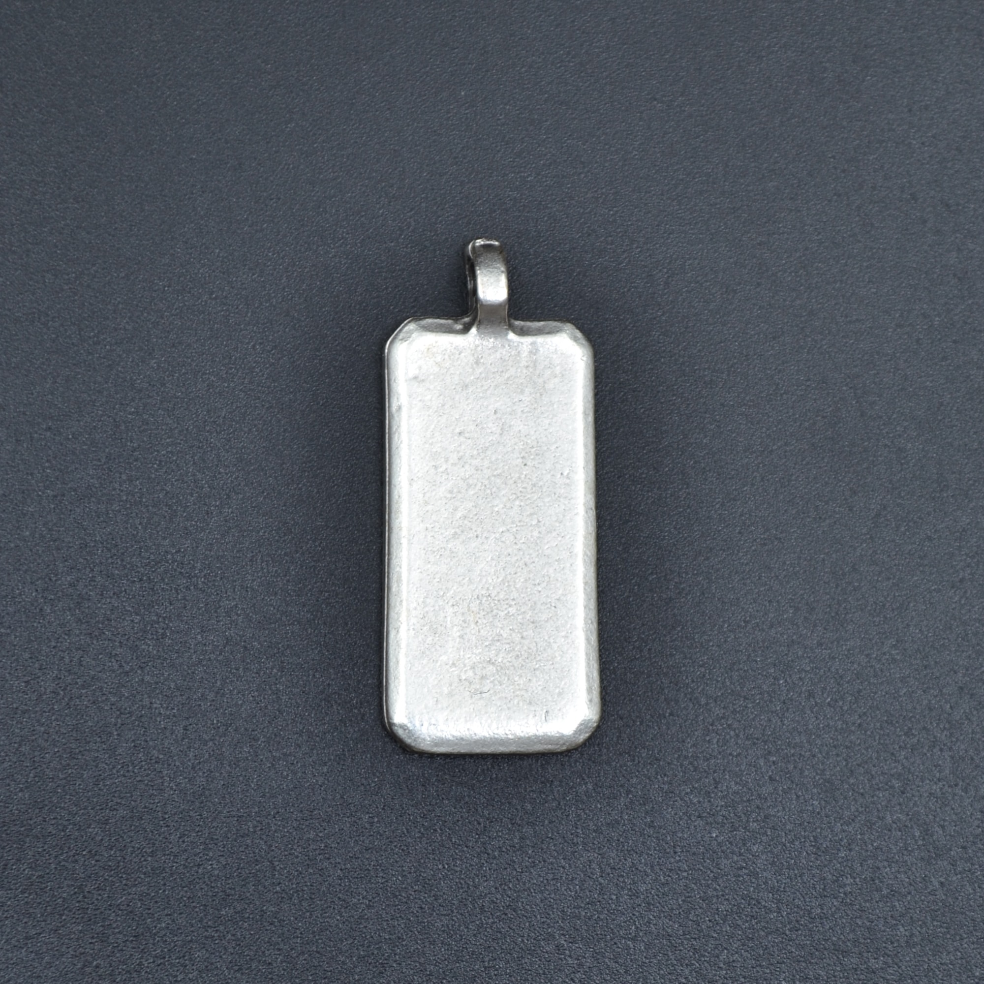 Geometrik - Dikdörtgen Kolye - Gümüş ( Silver ) Renk - 60 cm Deri İp Kolye