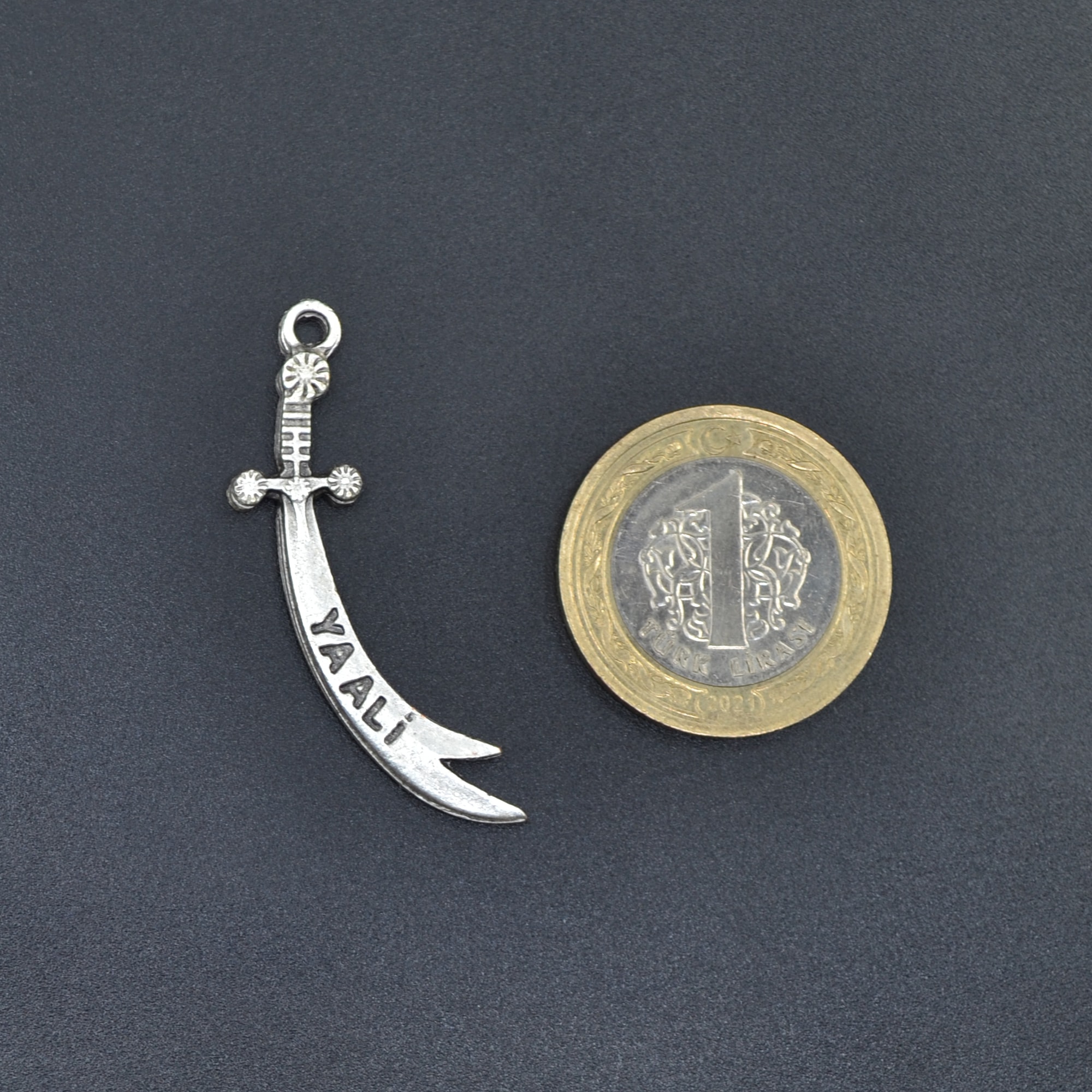 Zülfikar Kılıcı - Ya Ali Kolye Ucu - Gümüş ( Silver ) Renk