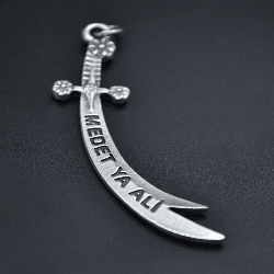 Zülfikar Kılıcı Kolye - Gümüş ( Silver Renk ) - 60 cm Düz Ezme Zincir