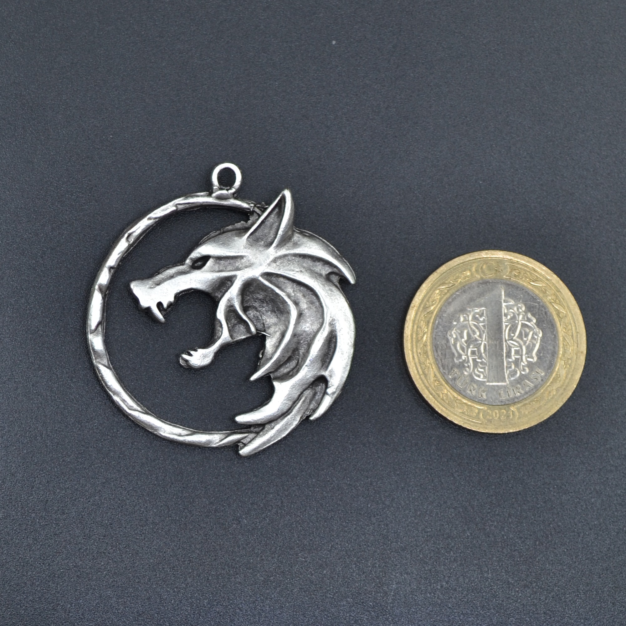 The Witcher 3 Çember Kolye - Gümüş ( Silver ) Renk - 60 cm Deri İp Kolye