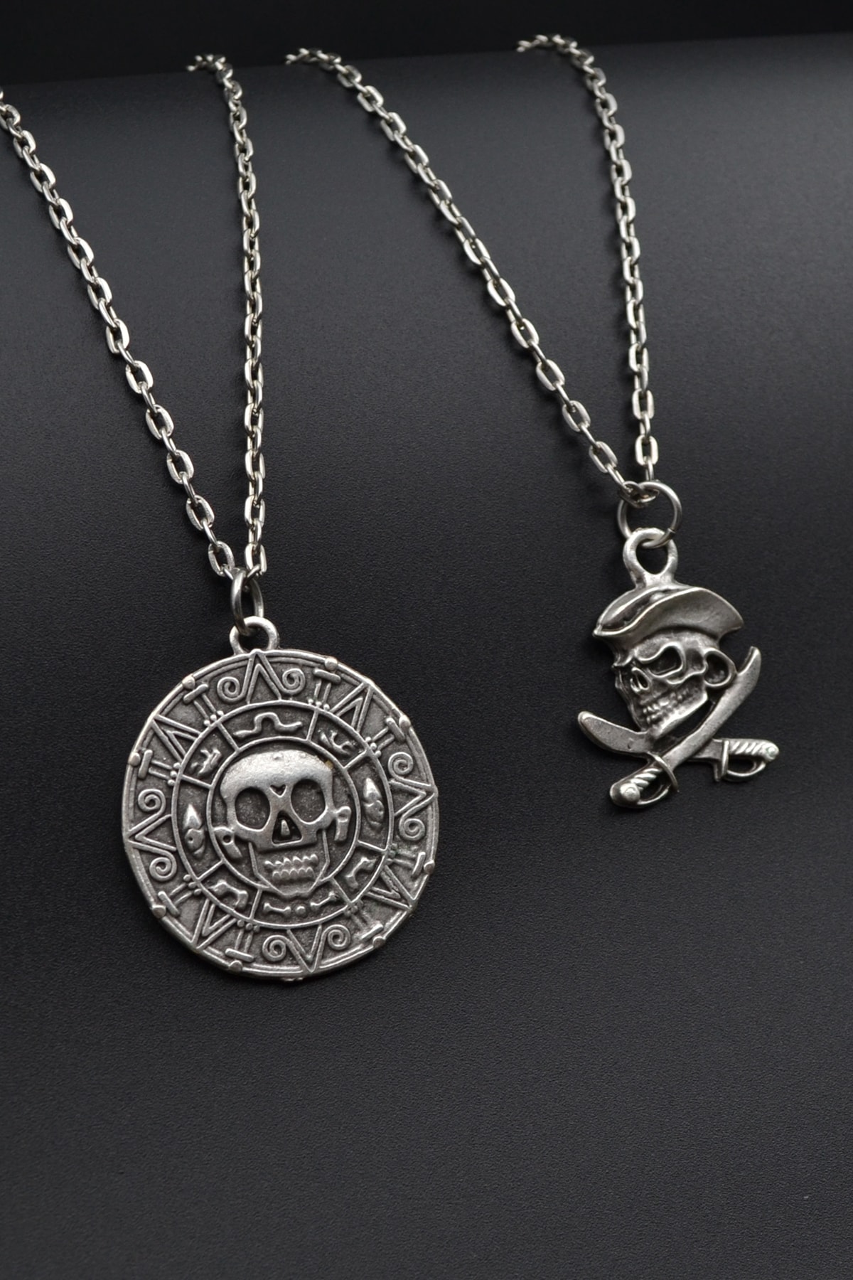 2'li Karayip Korsan Sikkesi - Kılıç Korsan Erkek Kadın Kolye Seti