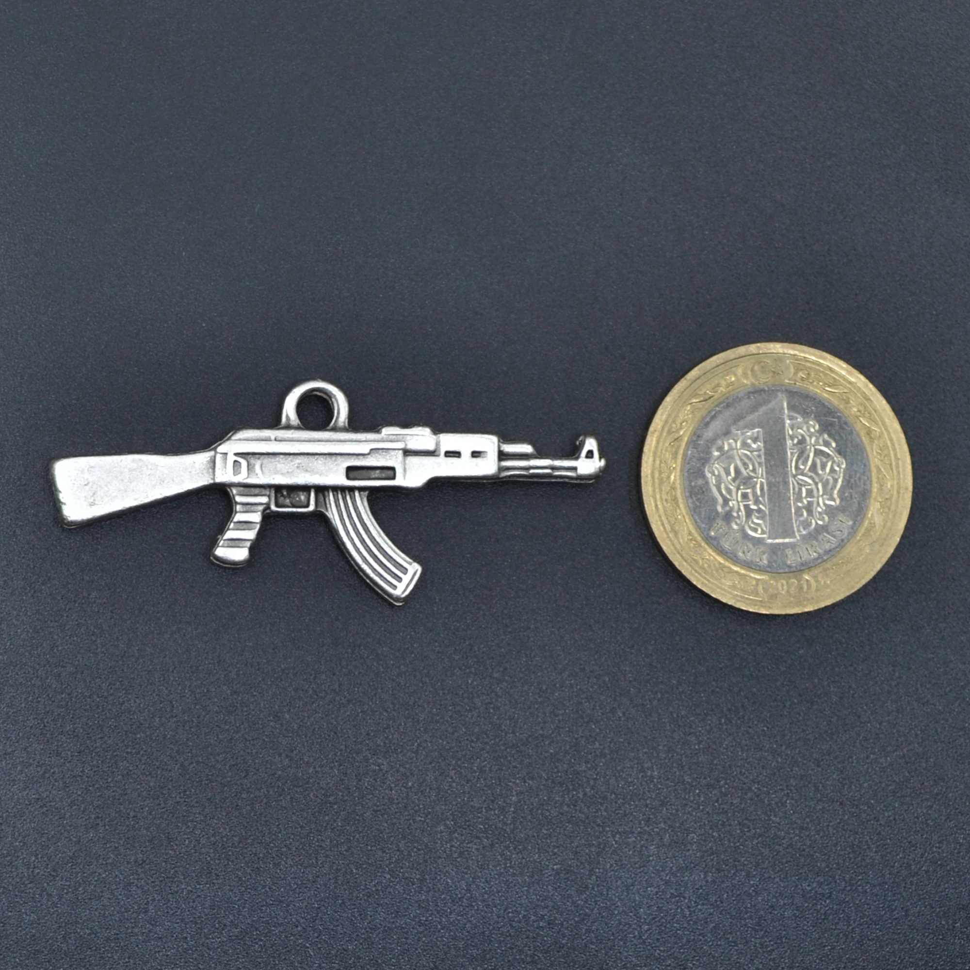 Pubg Keleş Ak-47 Kalaşnikof Kolye Ucu - Gümüş ( Silver ) Renk