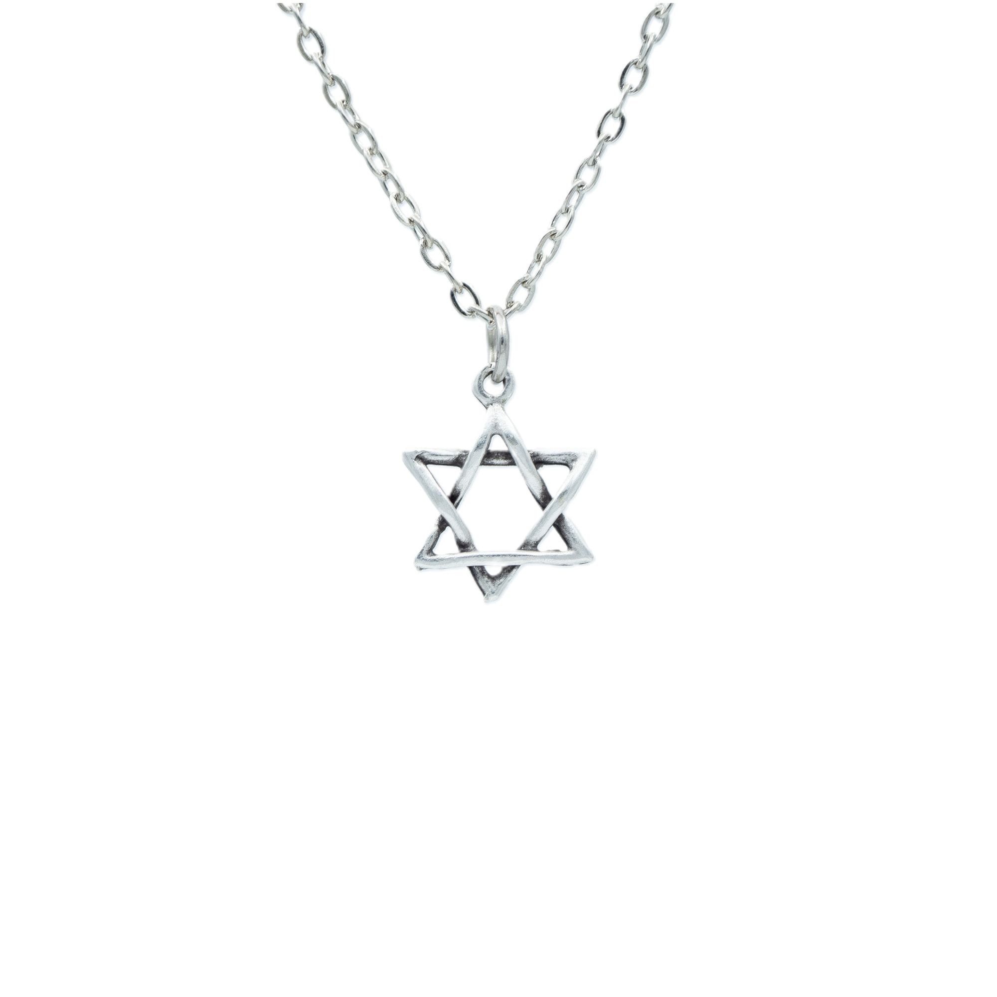Minimal Pentagram Kolye - Gümüş ( Silver ) Renk - 60 cm Düz Ezme Zincir Kolye