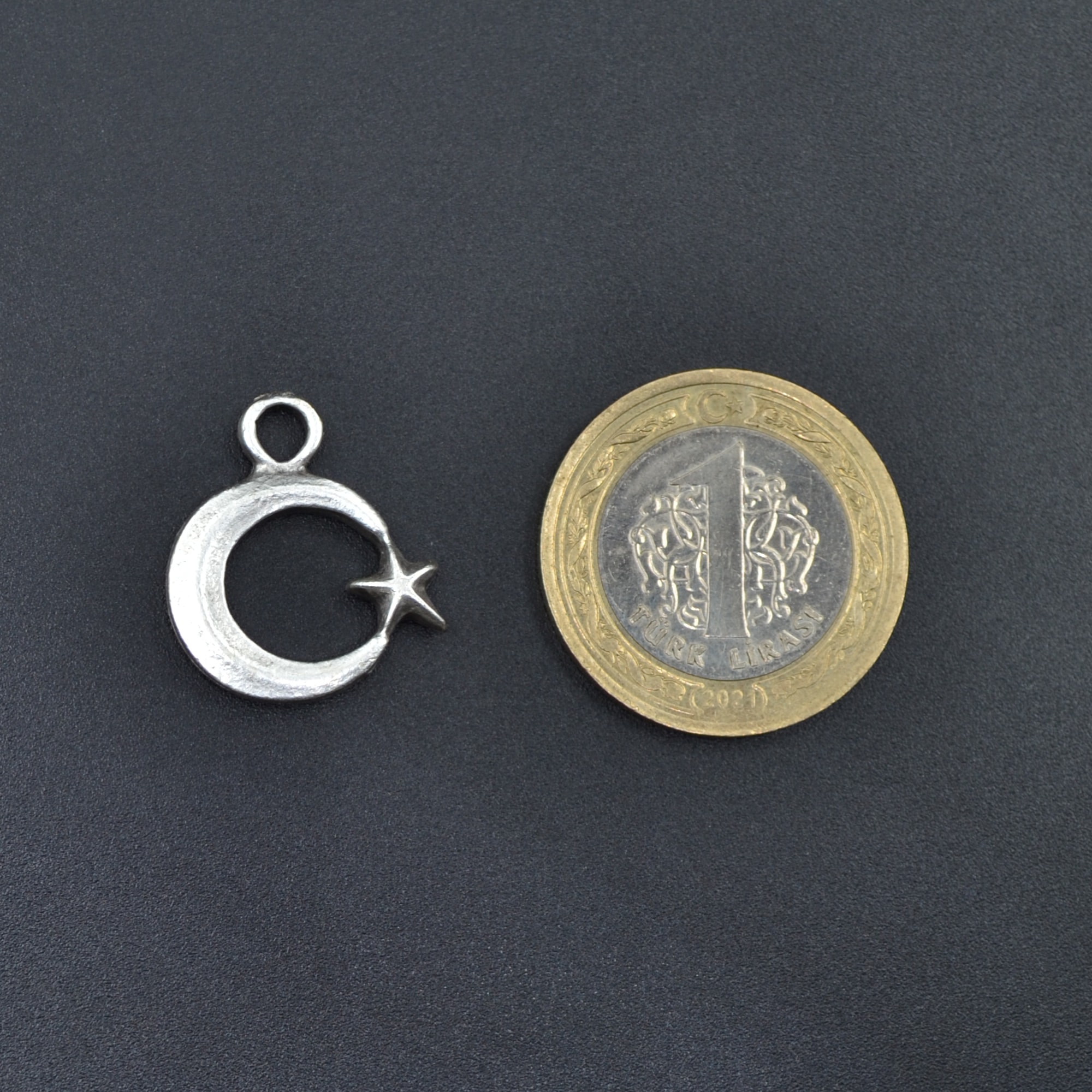 Minimal Ay Yıldız Kolye Ucu - Gümüş ( Silver ) Renk