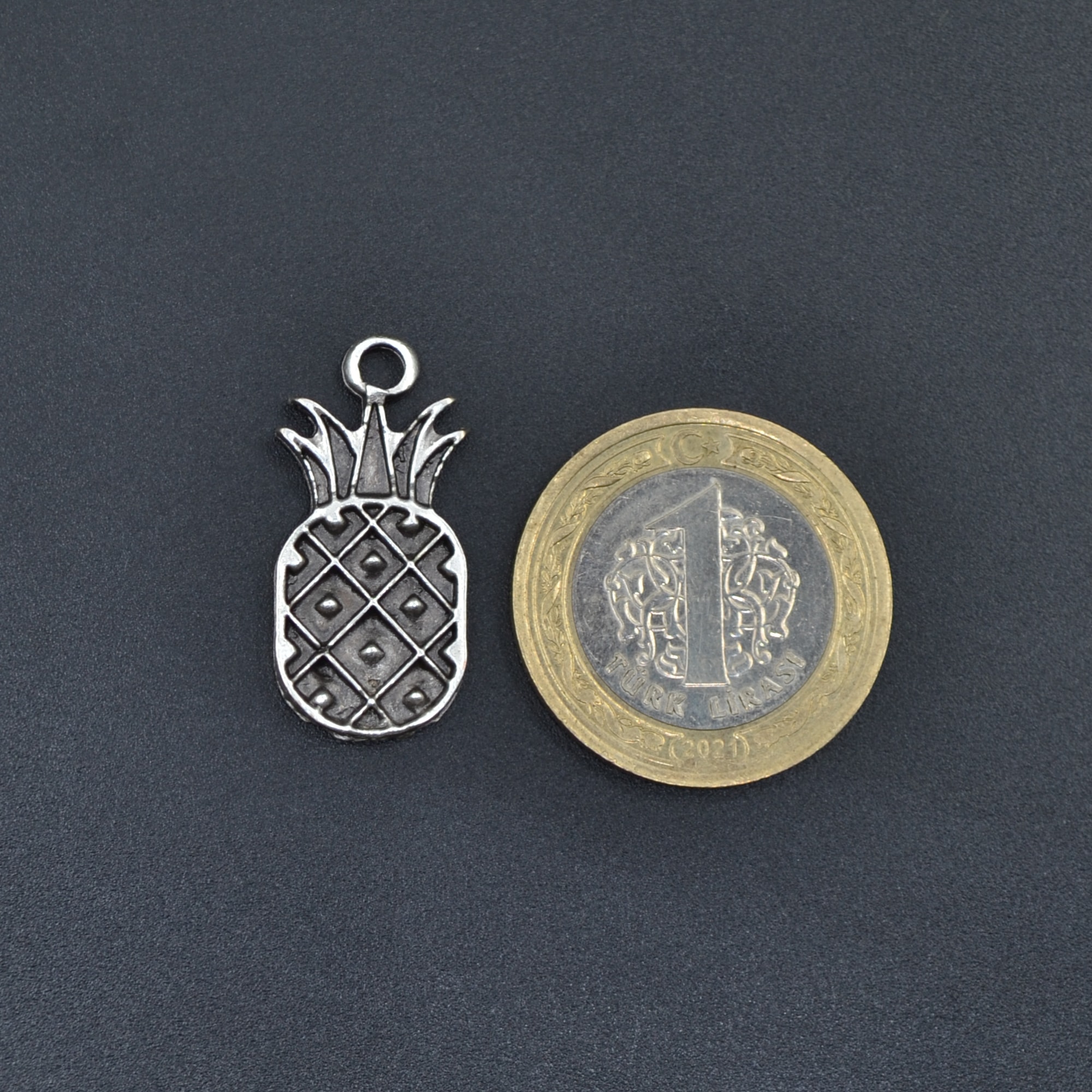 Ananas Kolye Ucu - Gümüş ( Silver ) Renk