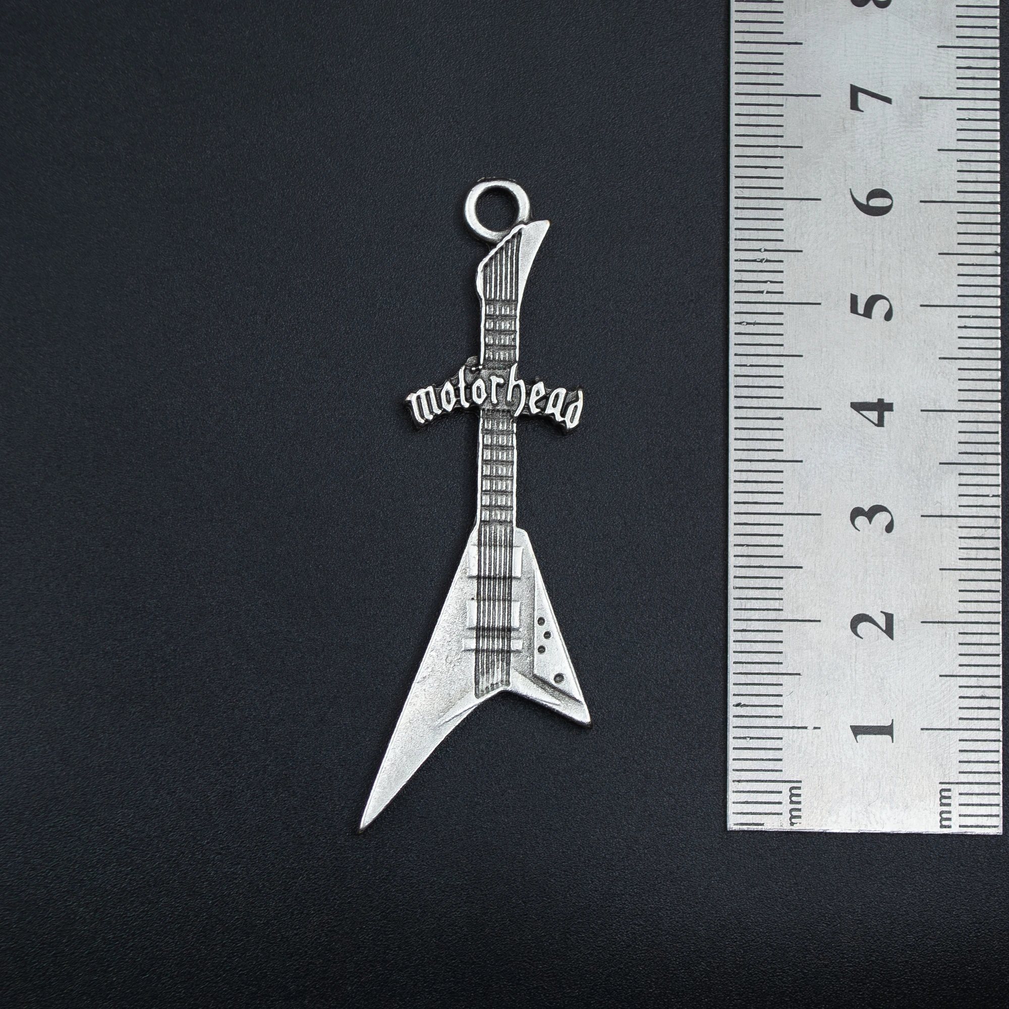 Motorhead Elektro Gitar Kolye - Gümüş ( Silver ) Renk - 60 cm Düz Ezme Zincir Kolye