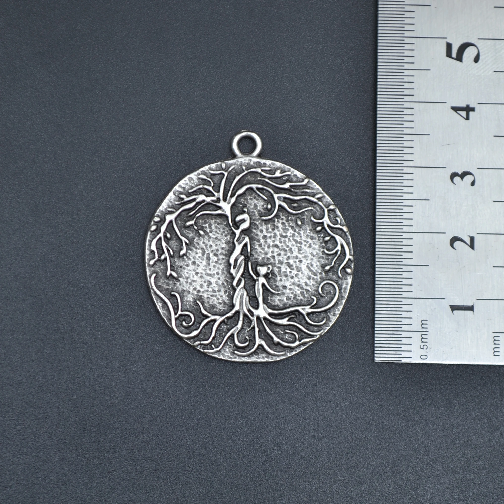 Hayat Ağacı - Anne Çocuk Kolye - Gümüş ( Silver ) Renk - 60 cm Düz Ezme Zincir Kolye