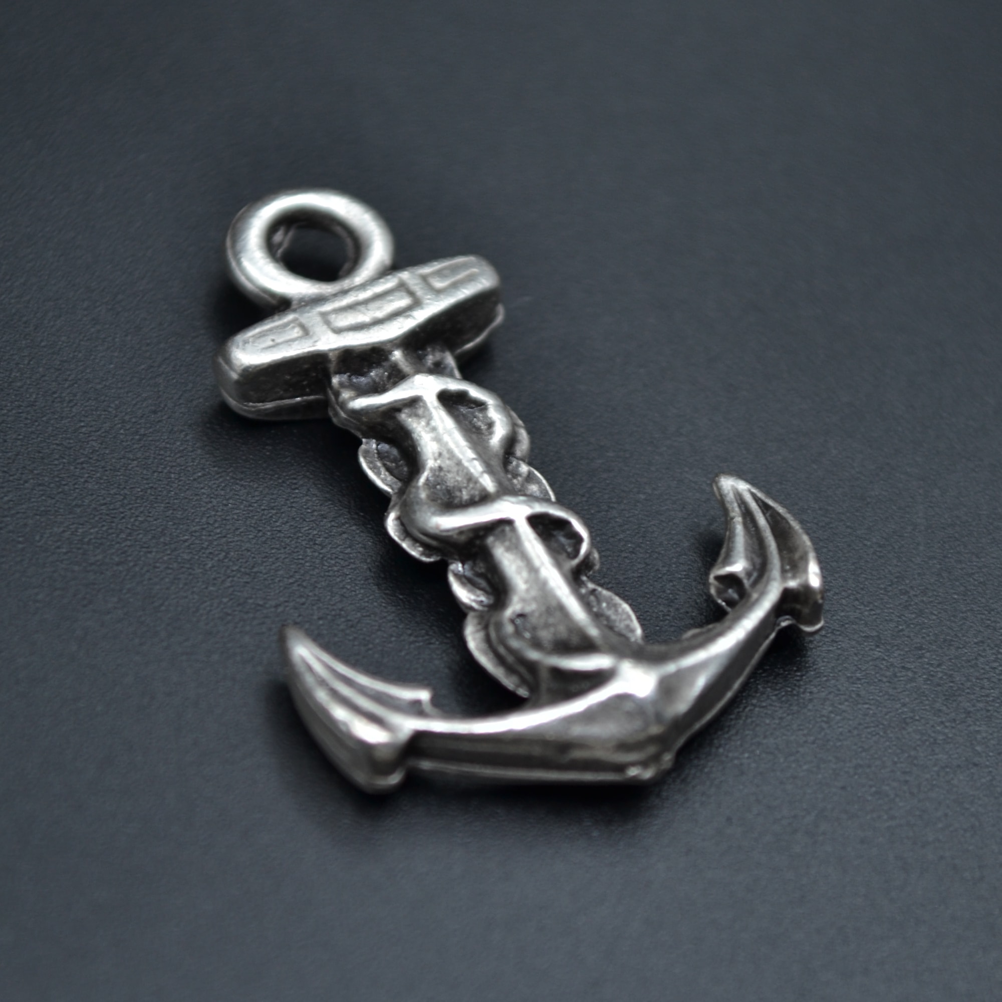 Gemi Çapası Kolye - Gümüş ( Silver ) Renk - 60 cm Düz Ezme Zincir Kolye