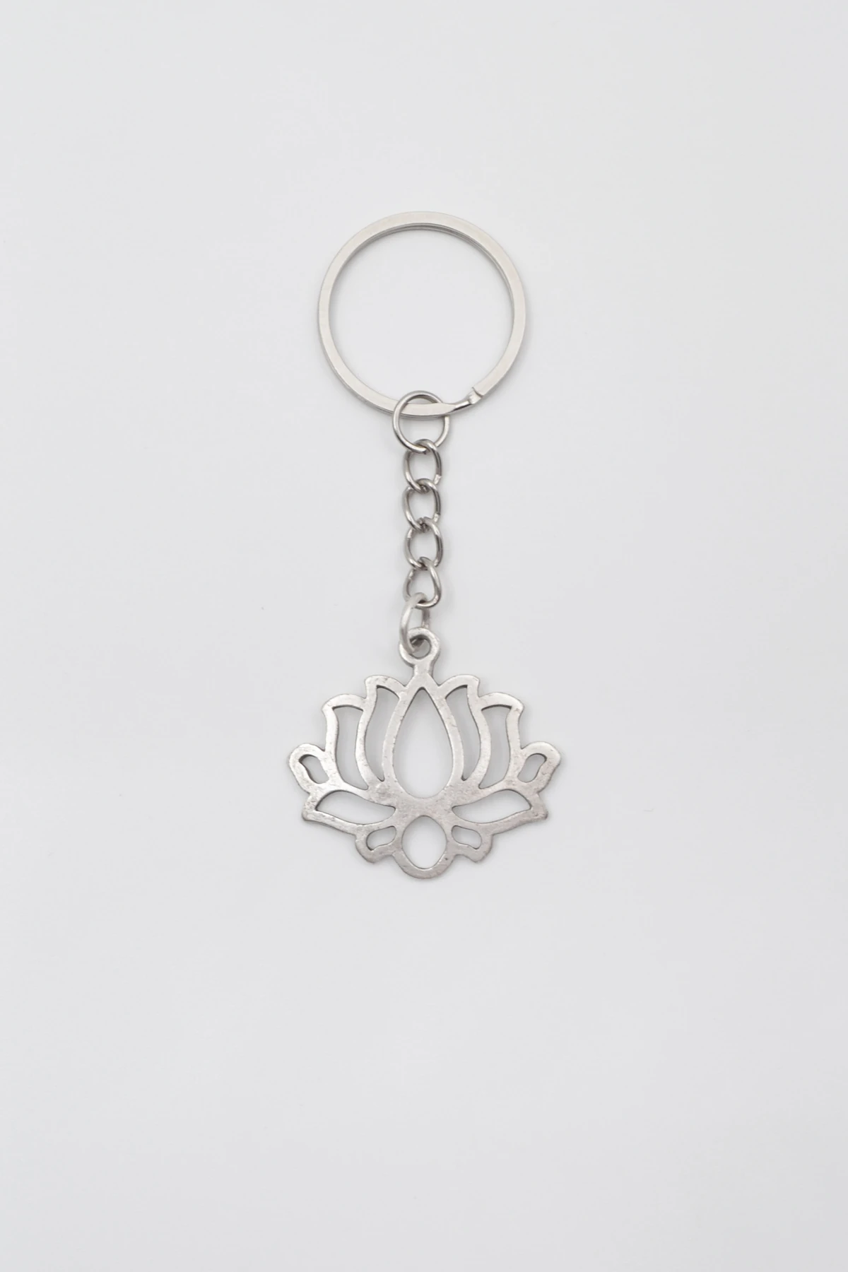 Lotus Çiçeği Anahtarlık - Antik Gümüş Kaplama - Kadın Erkek