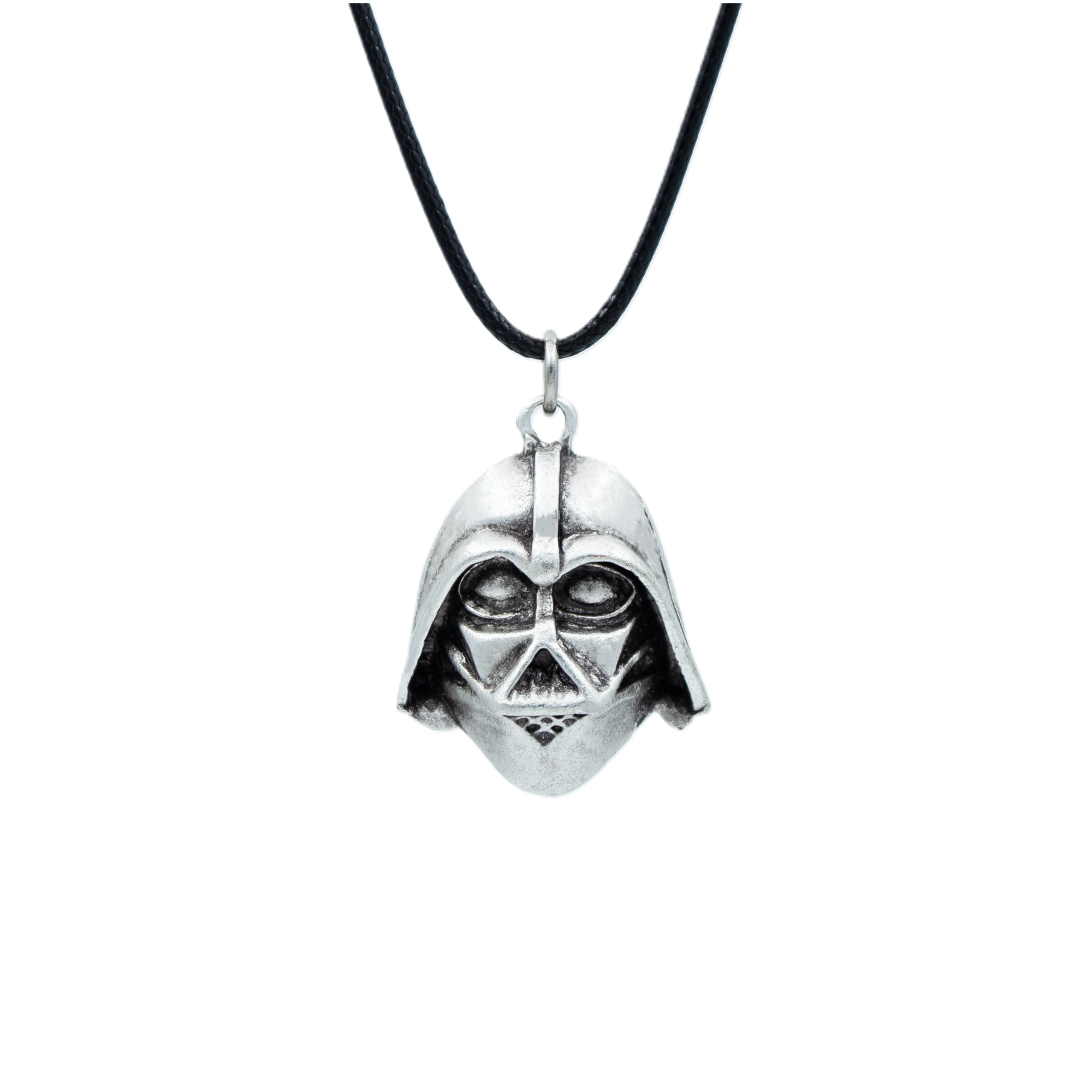 Star Wars - Darth Vader Kolye - Gümüş ( Silver ) Renk - 60 cm Deri İp Kolye