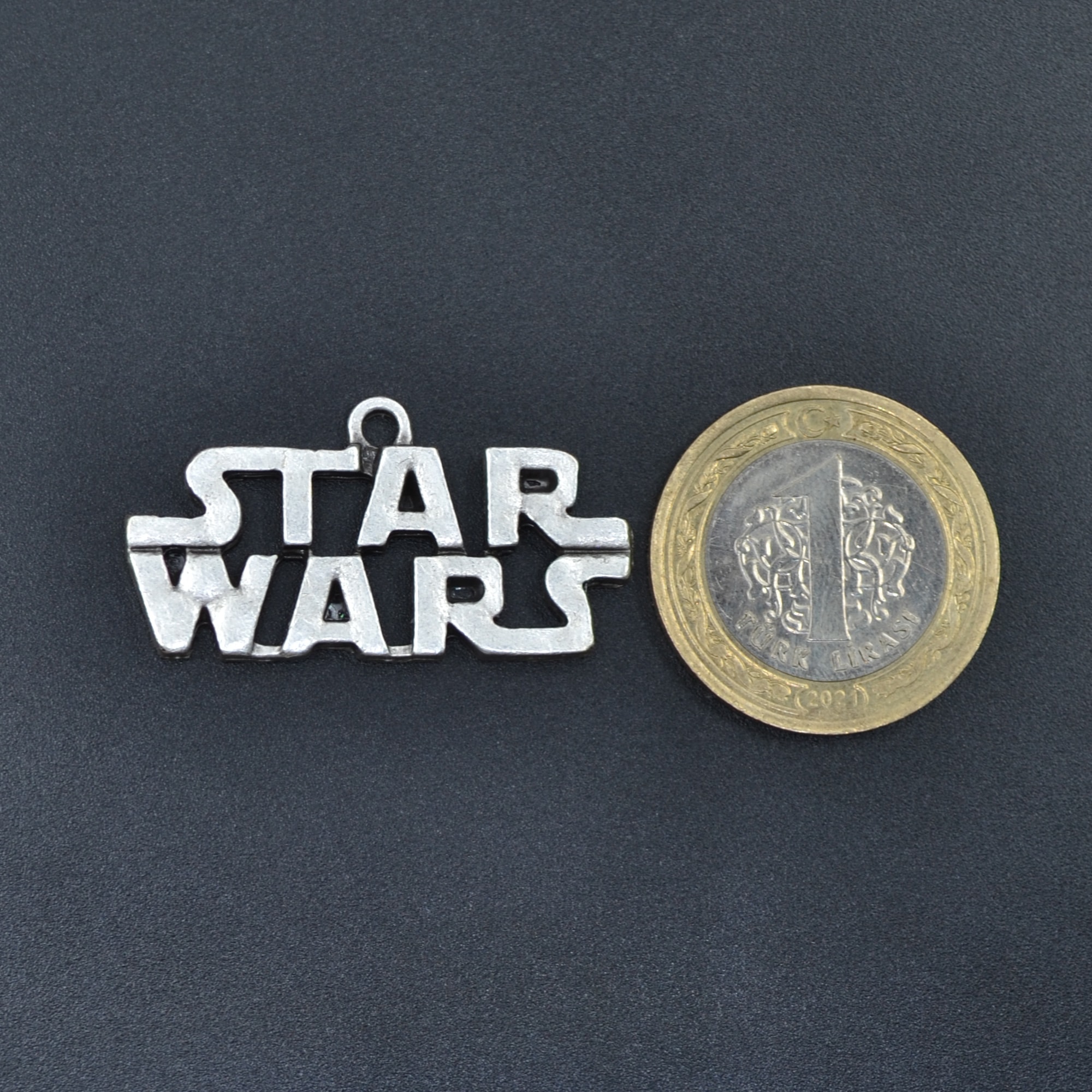 Star Wars Yazılı Kolye - Gümüş ( Silver ) Renk - 60 cm Örme Zincir Kolye