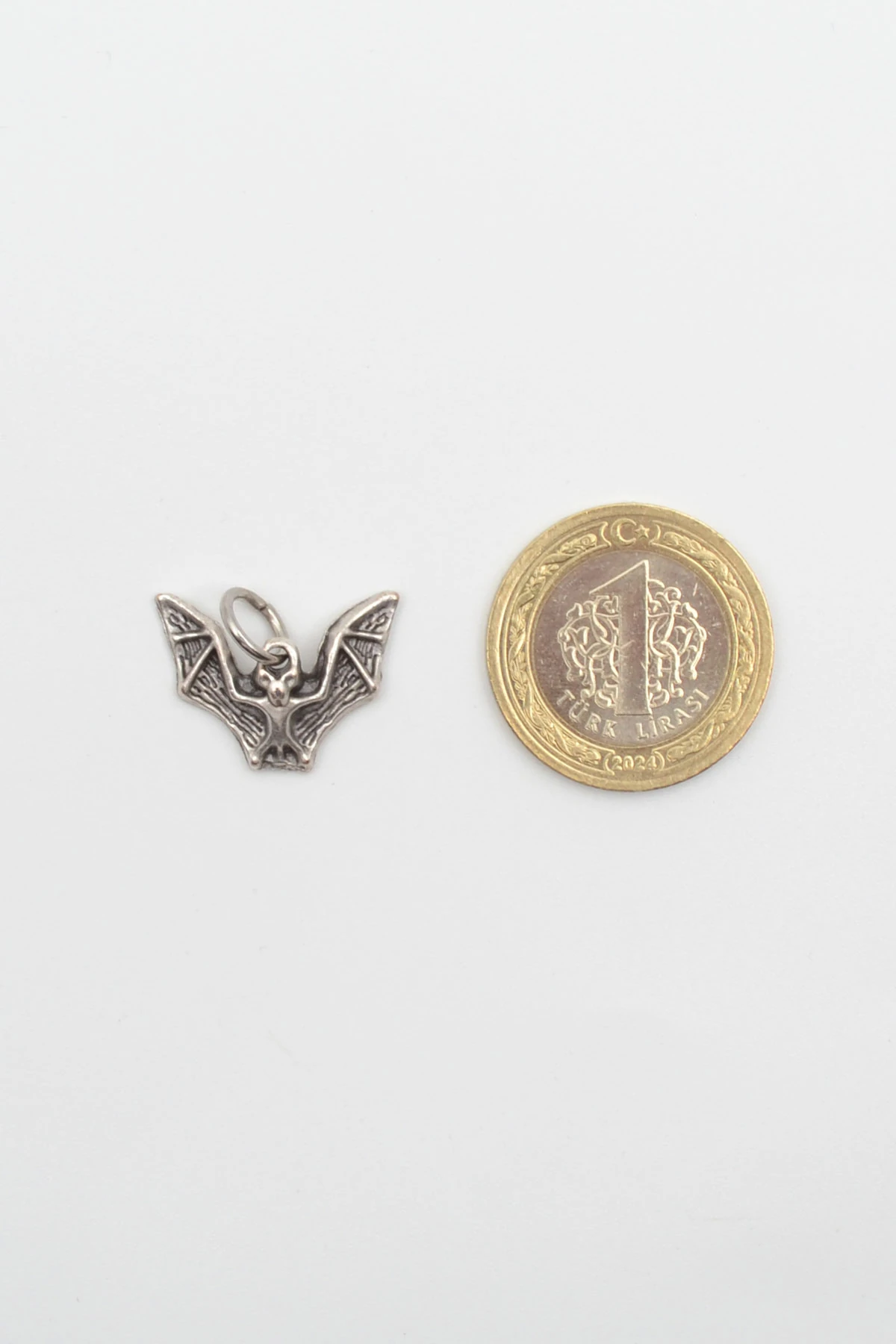 Minimal Gotik Yarasa Kolye Ucu - Gümüş ( Silver ) Renk