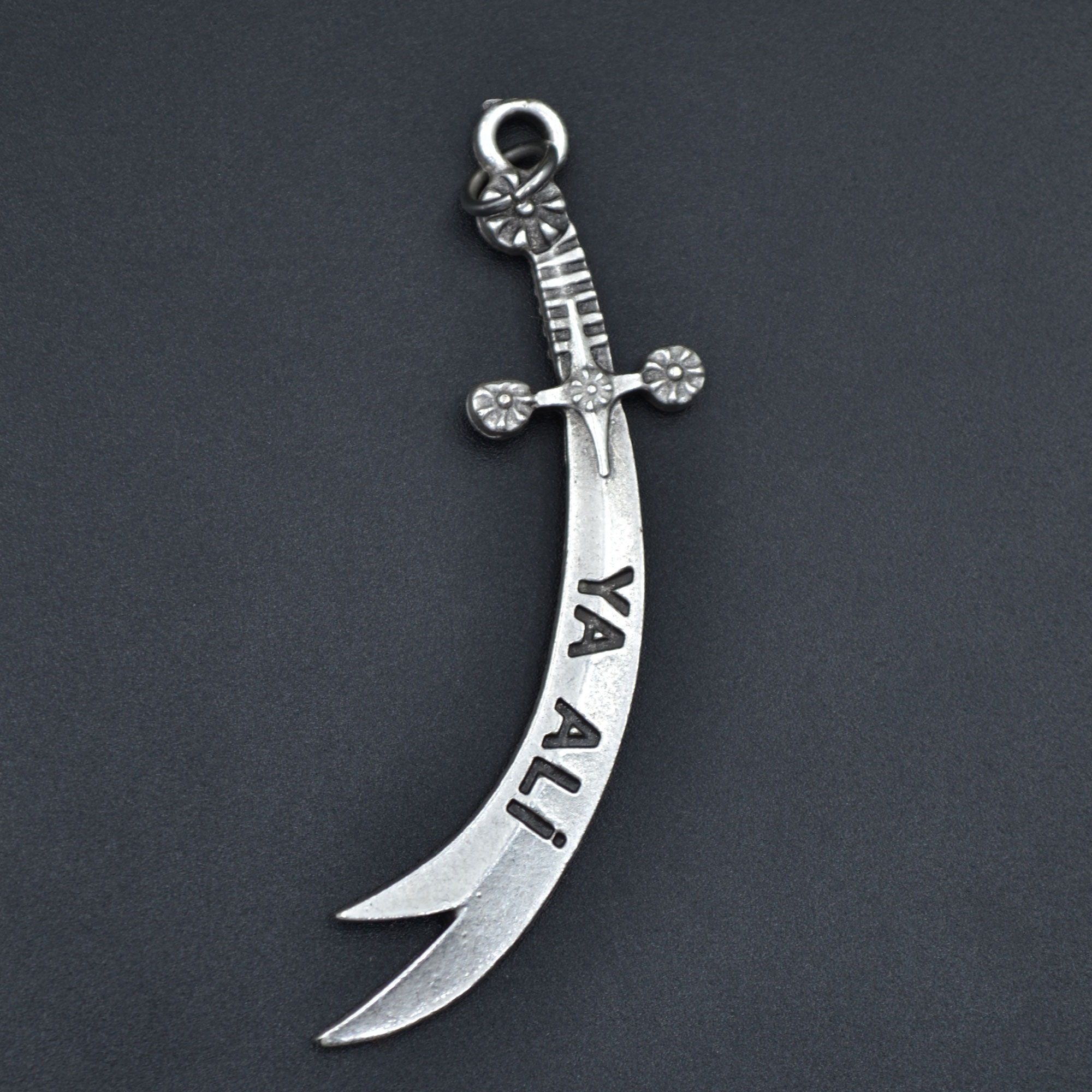 Zülfikar Kılıcı Kolye - Gümüş ( Silver Renk ) - 60 cm Düz Ezme Zincir