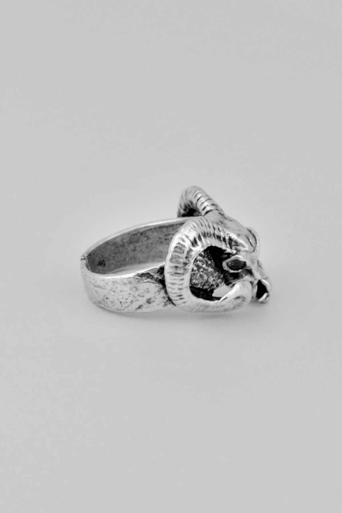 Koç Kafası Gümüş Kaplama Ayarlamalı Kadın Erkek Yüzük