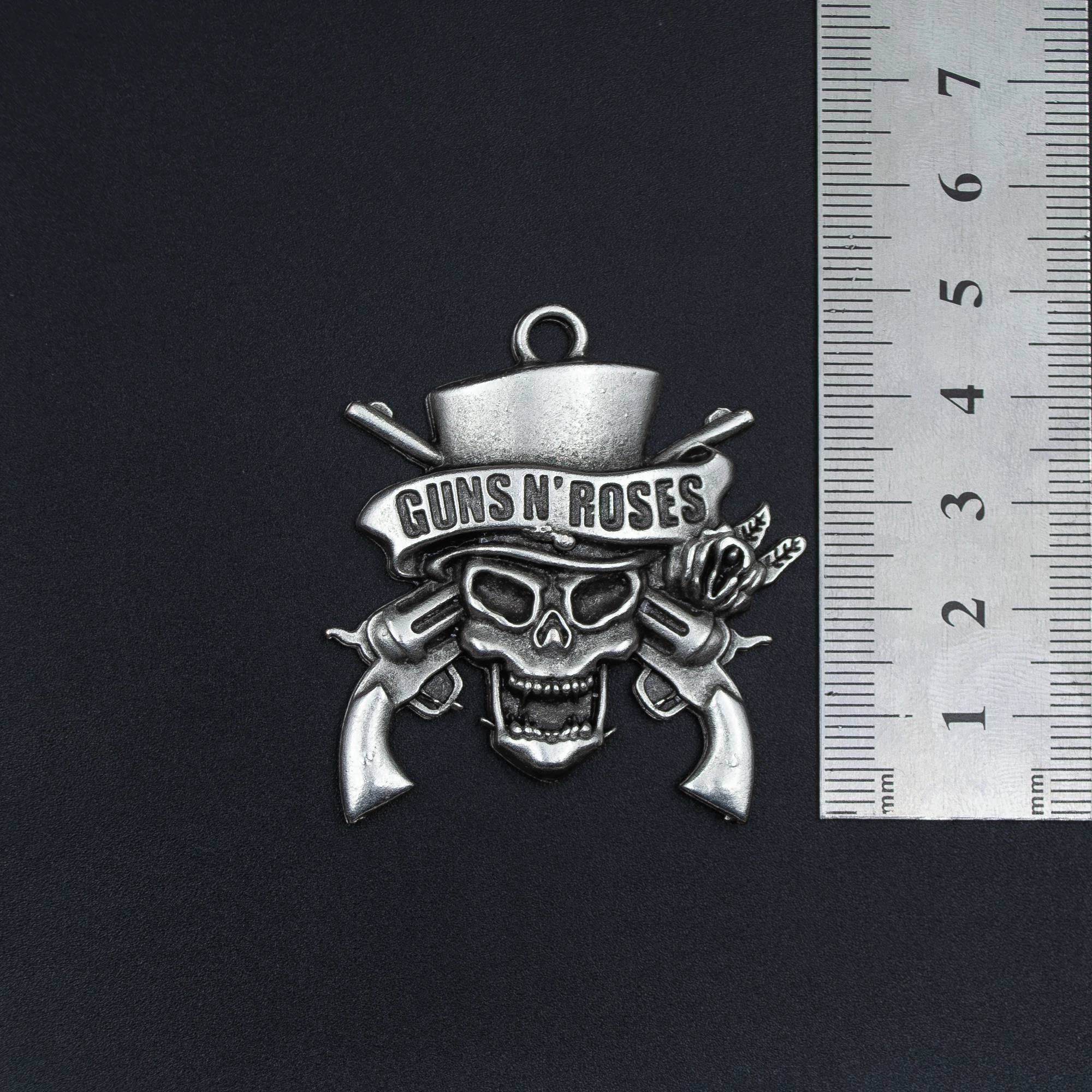 Guns'n Roses Kolye - Gümüş ( Silver ) Renk - 60 cm Deri İp Kolye