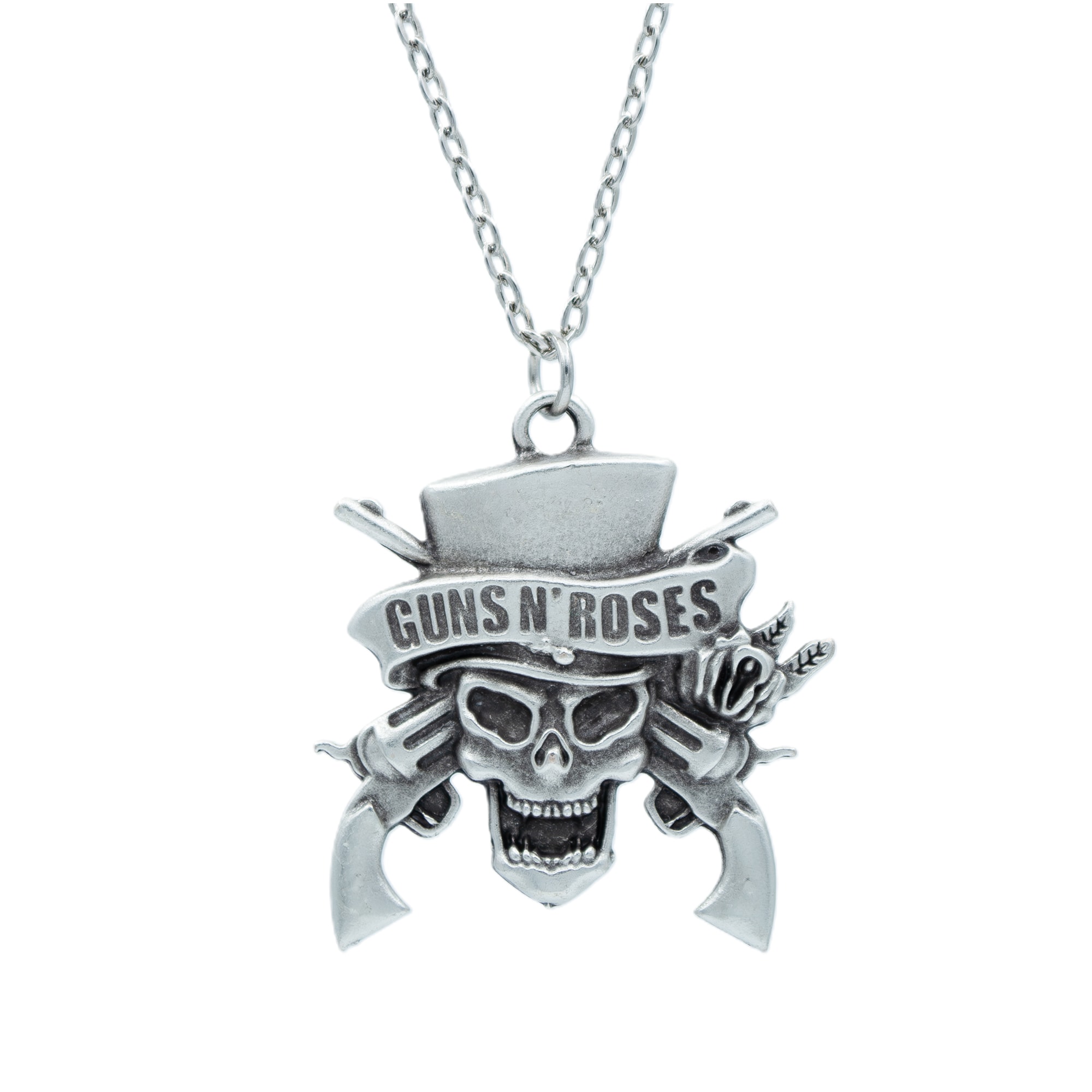 Guns'n Roses Kolye - Gümüş ( Silver ) Renk - 60 cm Düz Ezme Zincir Kolye