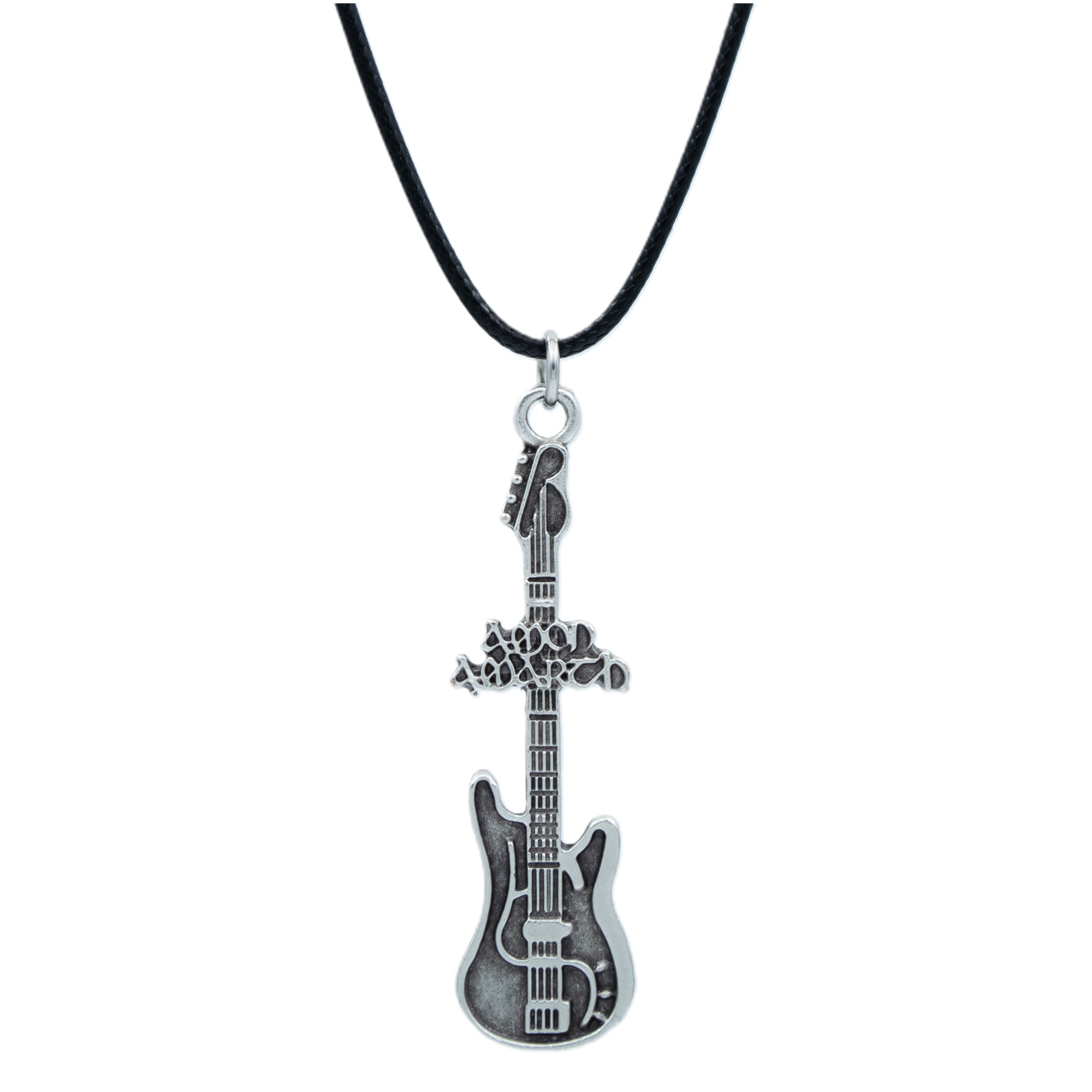 Amon Amarth Elektro Gitar Kolye - Gümüş ( Silver ) Renk - 60 cm Deri İp Kolye