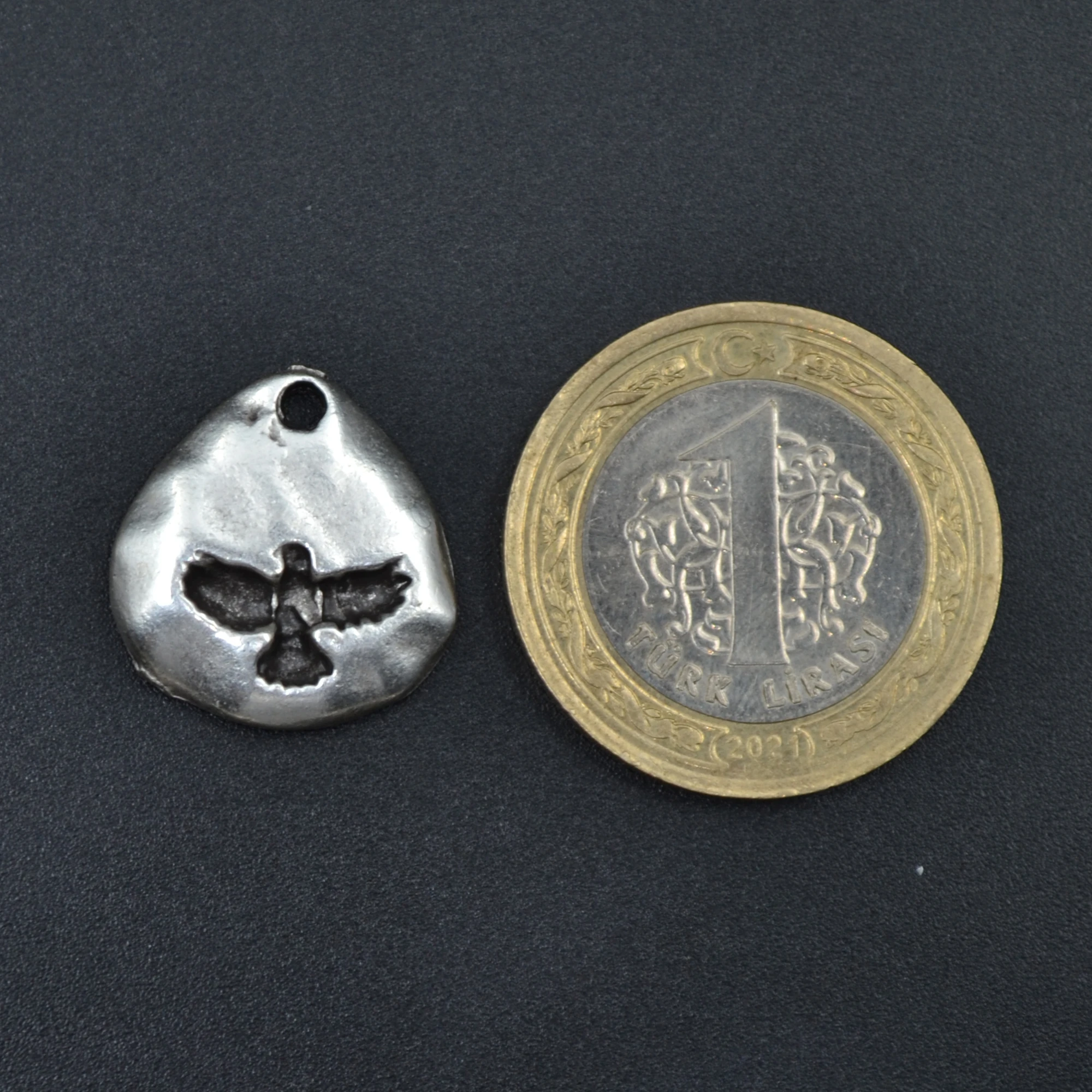 Kartal İşlemeli Kolye Ucu - Gümüş ( Silver ) Renk