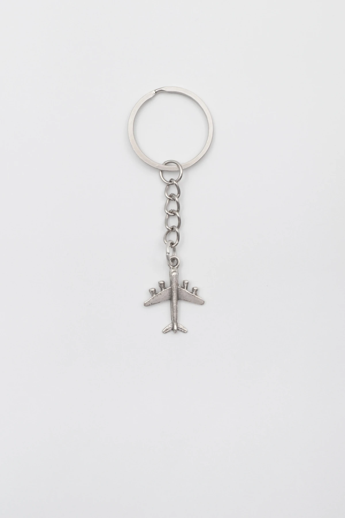 Küçük Uçak Anahtarlık - Antik Gümüş Kaplama - Kadın Erkek