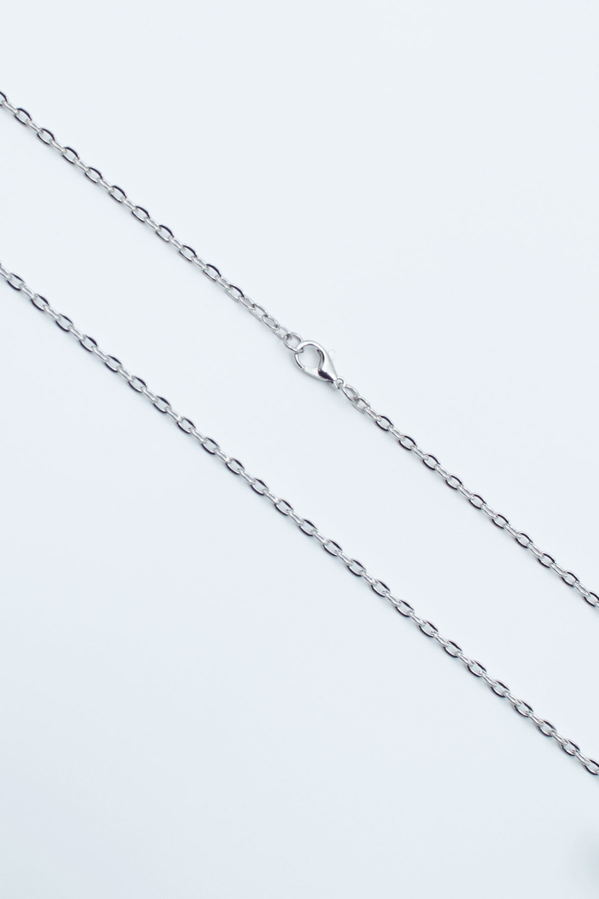 Minimalist Göz - Nazar Düz Ezme Zincir Kolye - Antik Gümüş Kaplama - Kadın Erkek - 60 cm
