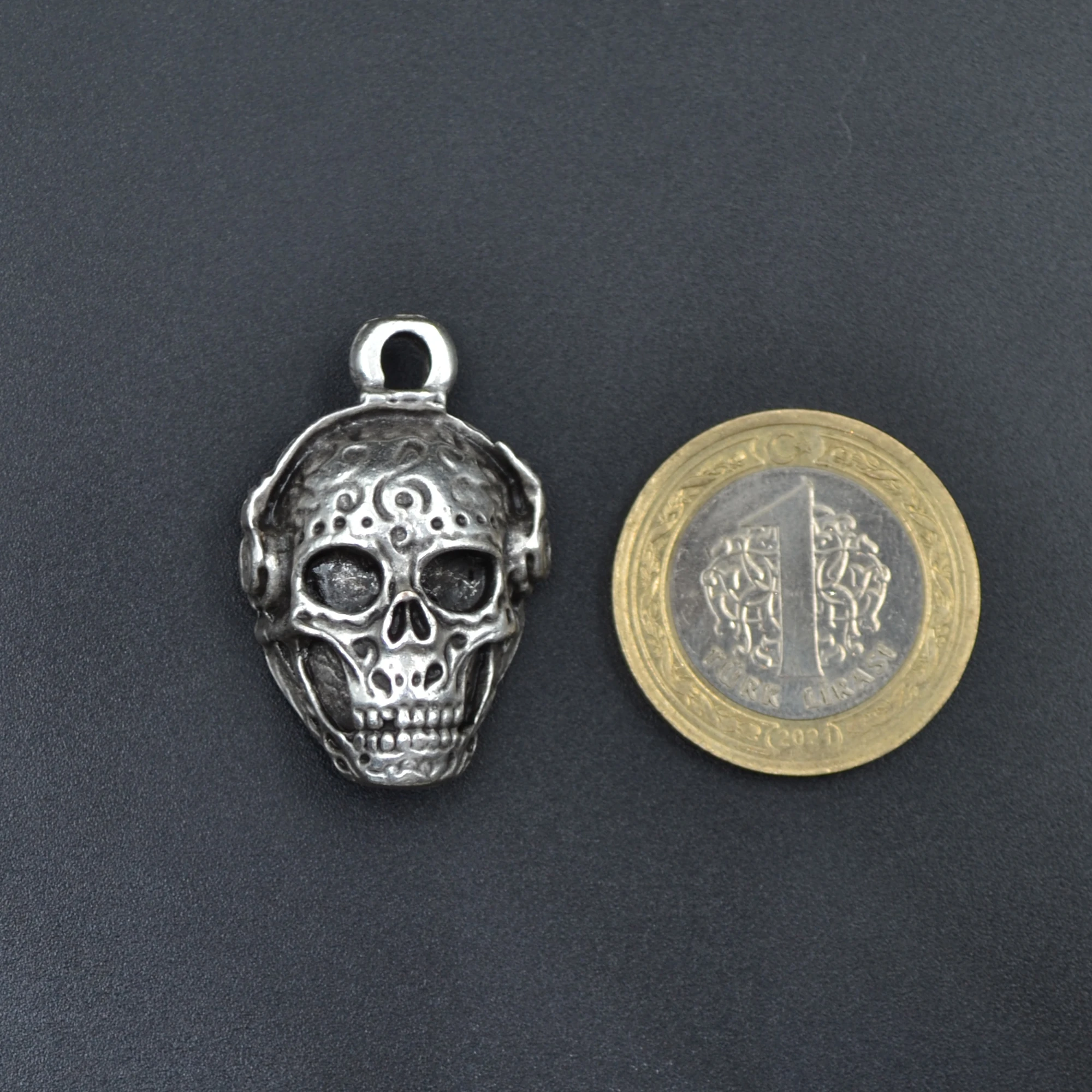 Dj Kuru Kafa Kolye Ucu - Gümüş ( Silver ) Renk