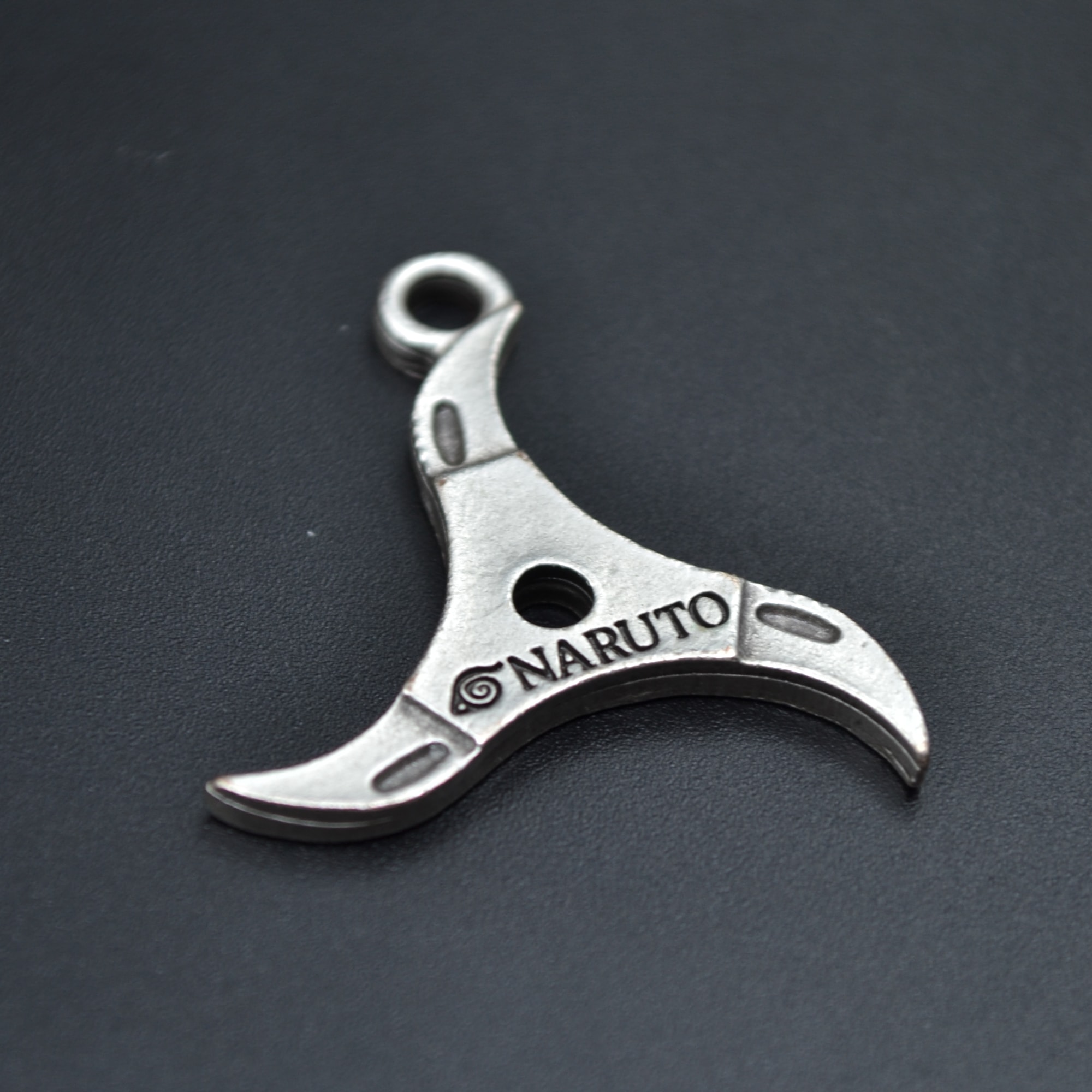 Naruto Anime Shuriken Konoha - Ninja Yıldızı Kolye Ucu - Gümüş ( Silver ) Renk