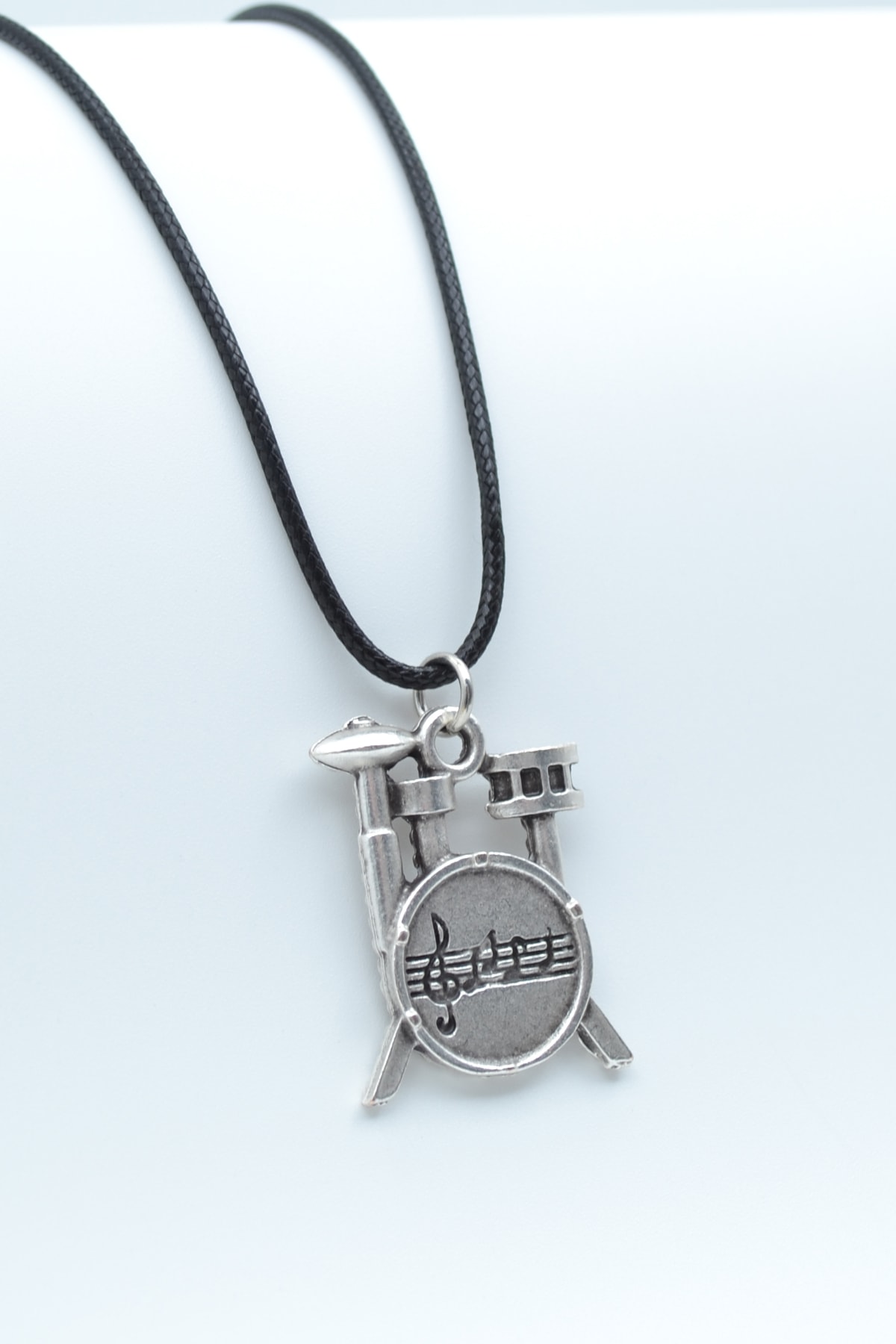 Bateri Kolye - Gümüş ( Silver ) Renk - 60 cm Deri İp Kolye