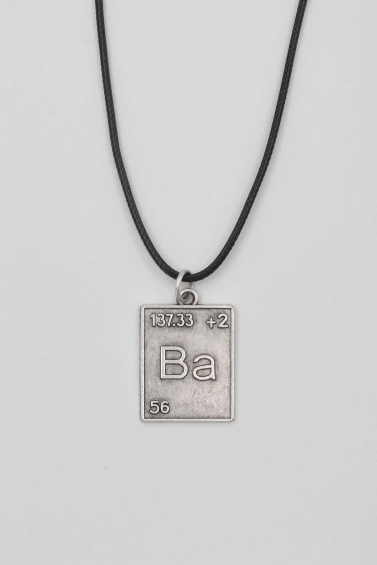 Breaking Bad Ba (Baryum) Element Kolye - Gümüş ( Silver ) Renk - 60 cm Deri İp Kolye