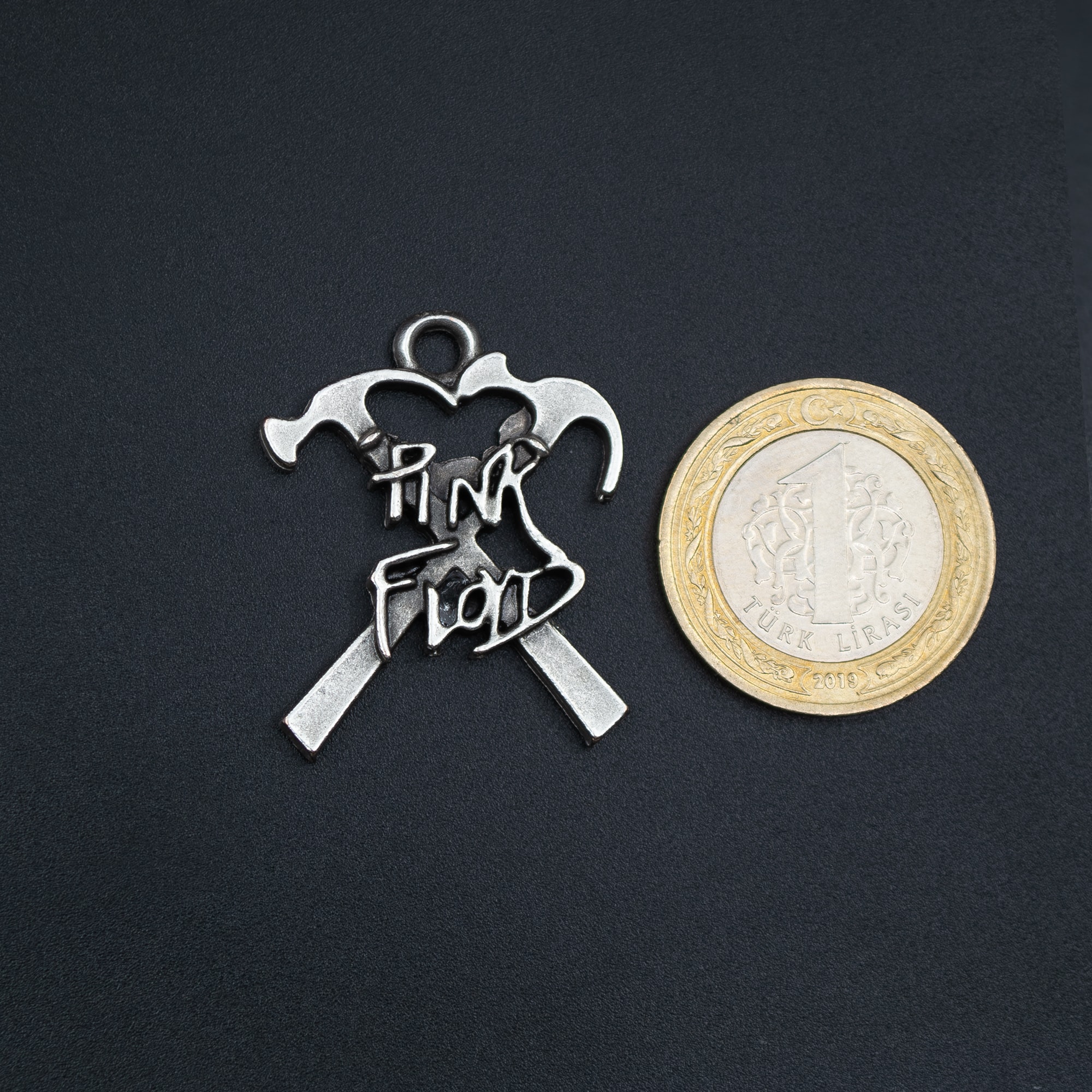 Pink Floyd Kolye - Gümüş ( Silver ) Renk - 60 cm Deri İp Kolye