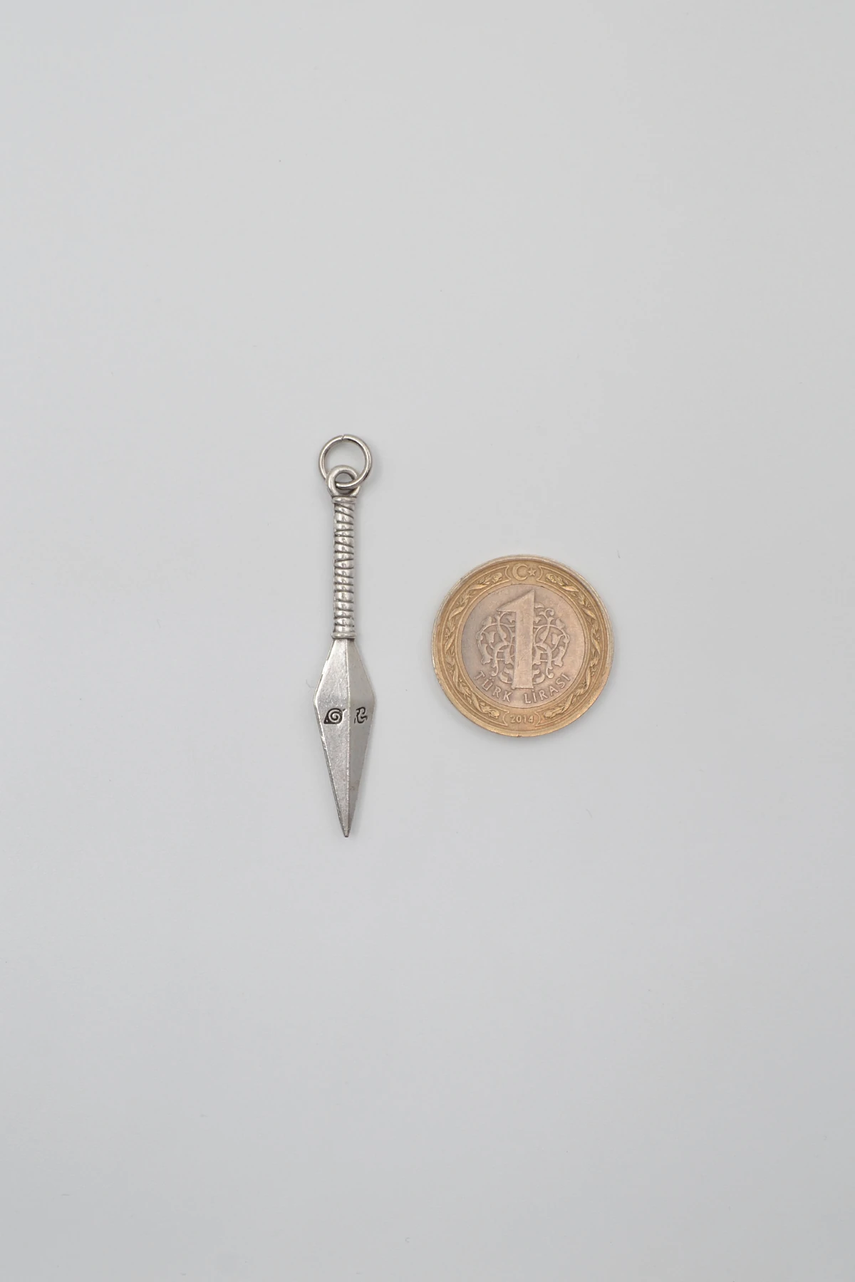 Anime Ninja Kunai Düz Ezme Zincir Kolye - Antik Gümüş Kaplama - Kadın Erkek - 60 cm