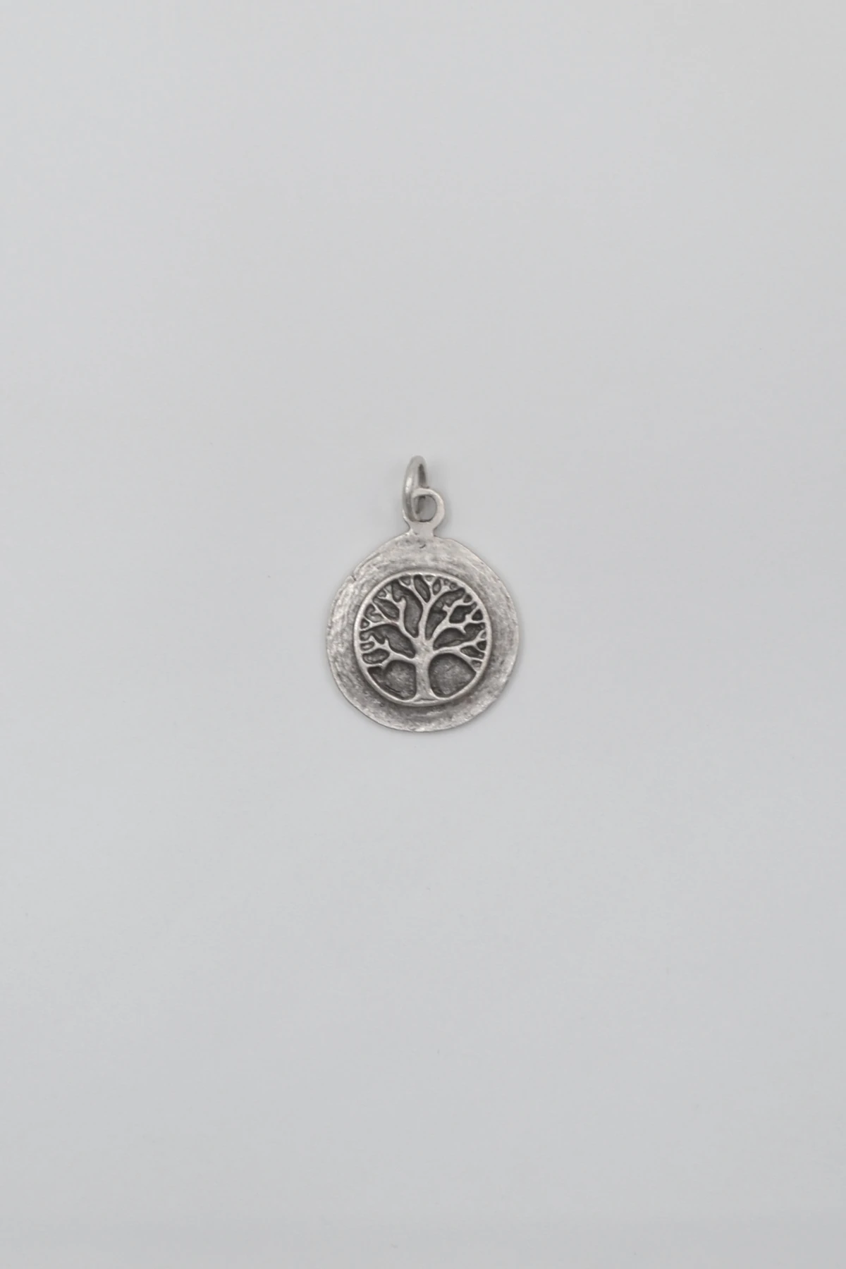 Yaşam - Hayat Ağacı Düz Ezme Zincir Kolye - Antik Gümüş Kaplama - Kadın Erkek - 60 cm