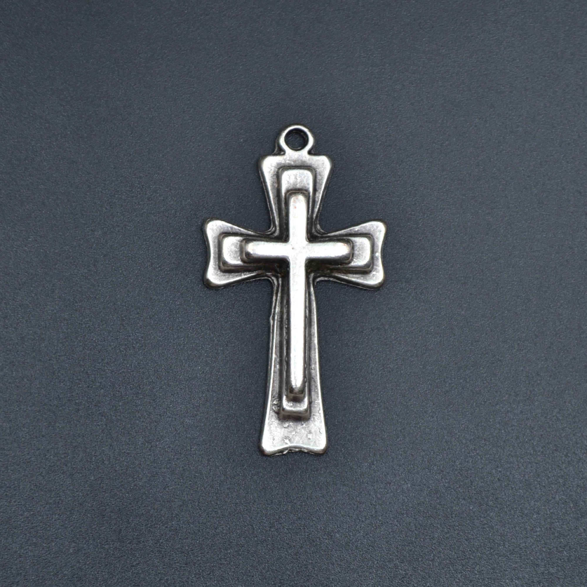 Haç Kolye - Gümüş ( Silver ) Renk - 60 cm Düz Ezme Zincir Kolye