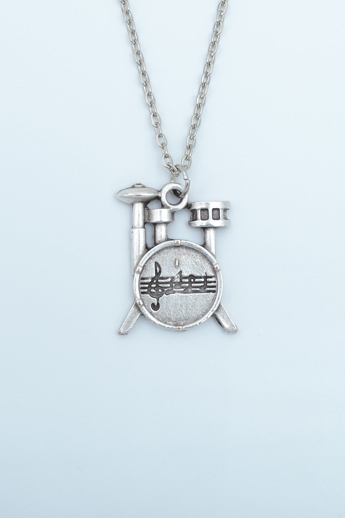 Bateri Kolye - Gümüş ( Silver ) Renk - 60 cm Düz Ezme Zincir Kolye