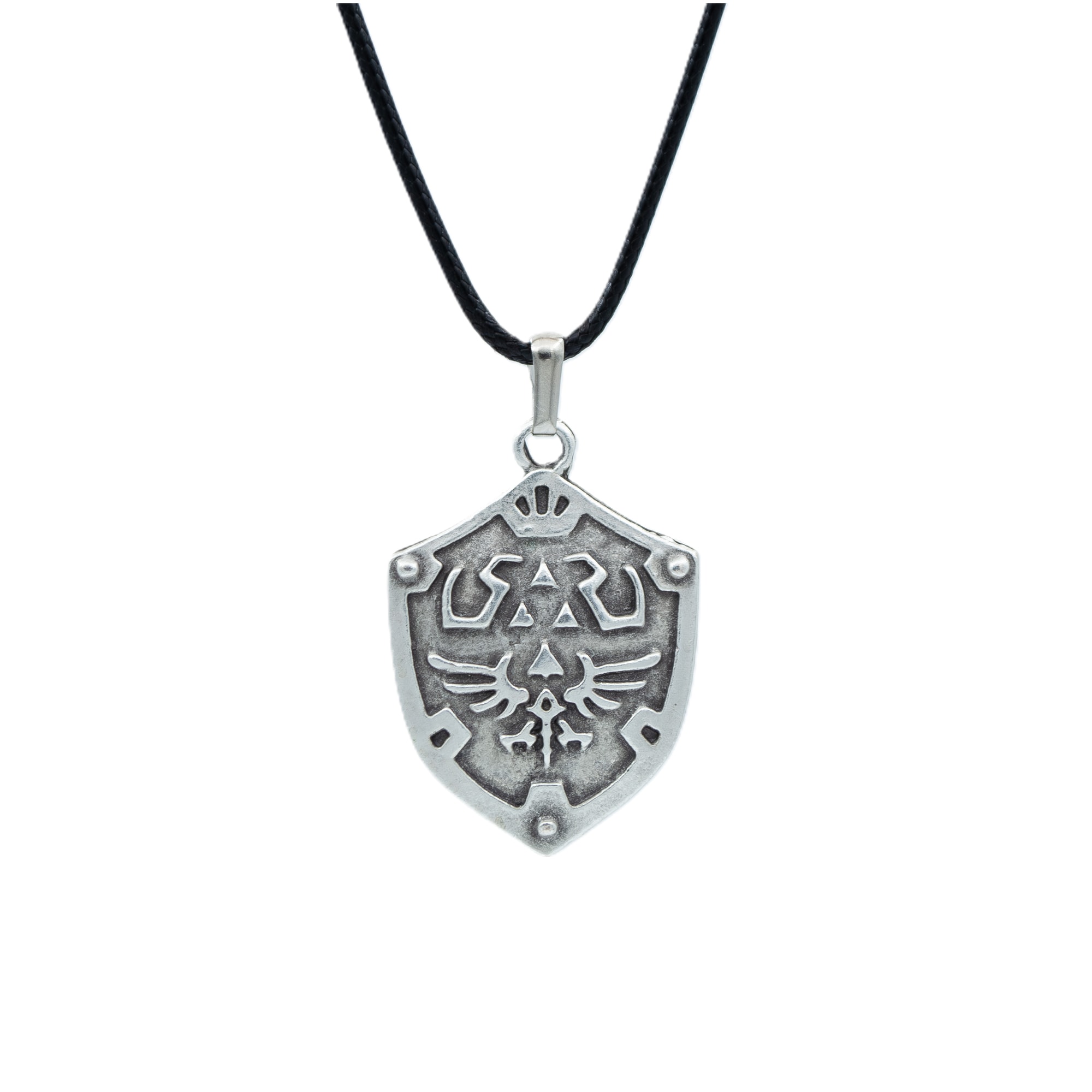 The Legend Of Zelda Kalkan Kolye - Gümüş ( Silver ) Renk - 60 cm Deri İp Kolye