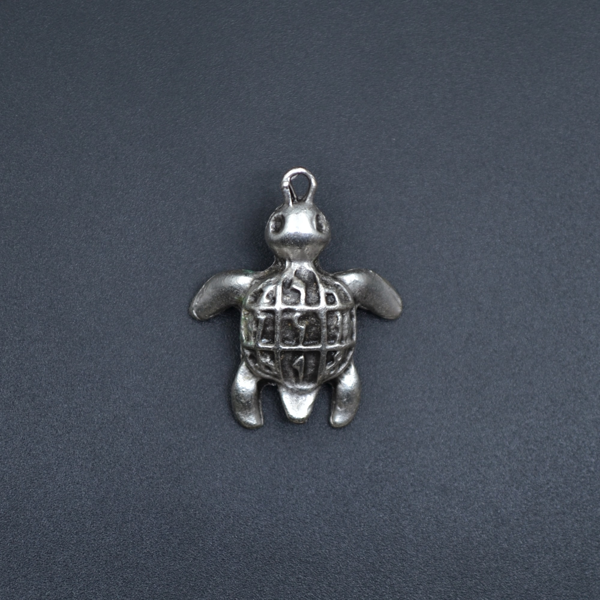 Kaplumbağ Kolye - Gümüş ( Silver ) Renk - 60 cm Deri İp Kolye