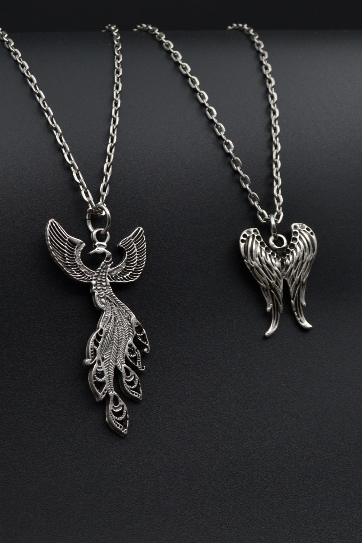 2'li Zümrüdüanka - Melek Kanat Erkek Kadın Kolye Seti